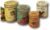 Set of 4 Large Vintage Antique Style Round Metal Nesting Kitchen Canisters with Lids Sugar Tea Coffee and Flour