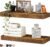 QEEIG Bathroom Floating Shelves for Wall – 15.7″ Wall Mounted Shelf Over Toilet Farmhouse Home Decor Display Bookshelf Small 15.7 x 6.7 inch Set of 2, Rustic Brown (008-40BN)