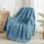 Exclusivo Mezcla Large Waffle Fleece Throw Blanket for Couch, Slate Blue | Lightweight Soft Blanket for Sofa, Bed, Living Room, Plush Fluffy Throw for Home Decor, Travel, All Season, 50×70 Inches