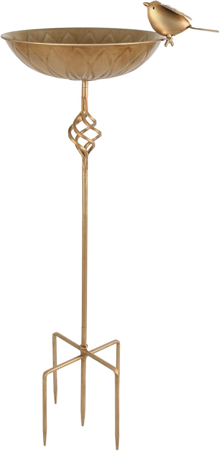 Bird Bath for Outside, Metal Birdbaths & Bird Feeder for Outdoors | 27.6″ H Bird Baths Upgraded 5 Prongs Base Stake,Vintage Free Standing Birdfeeder Bowl for Garden Patio Lawn Yard Decor