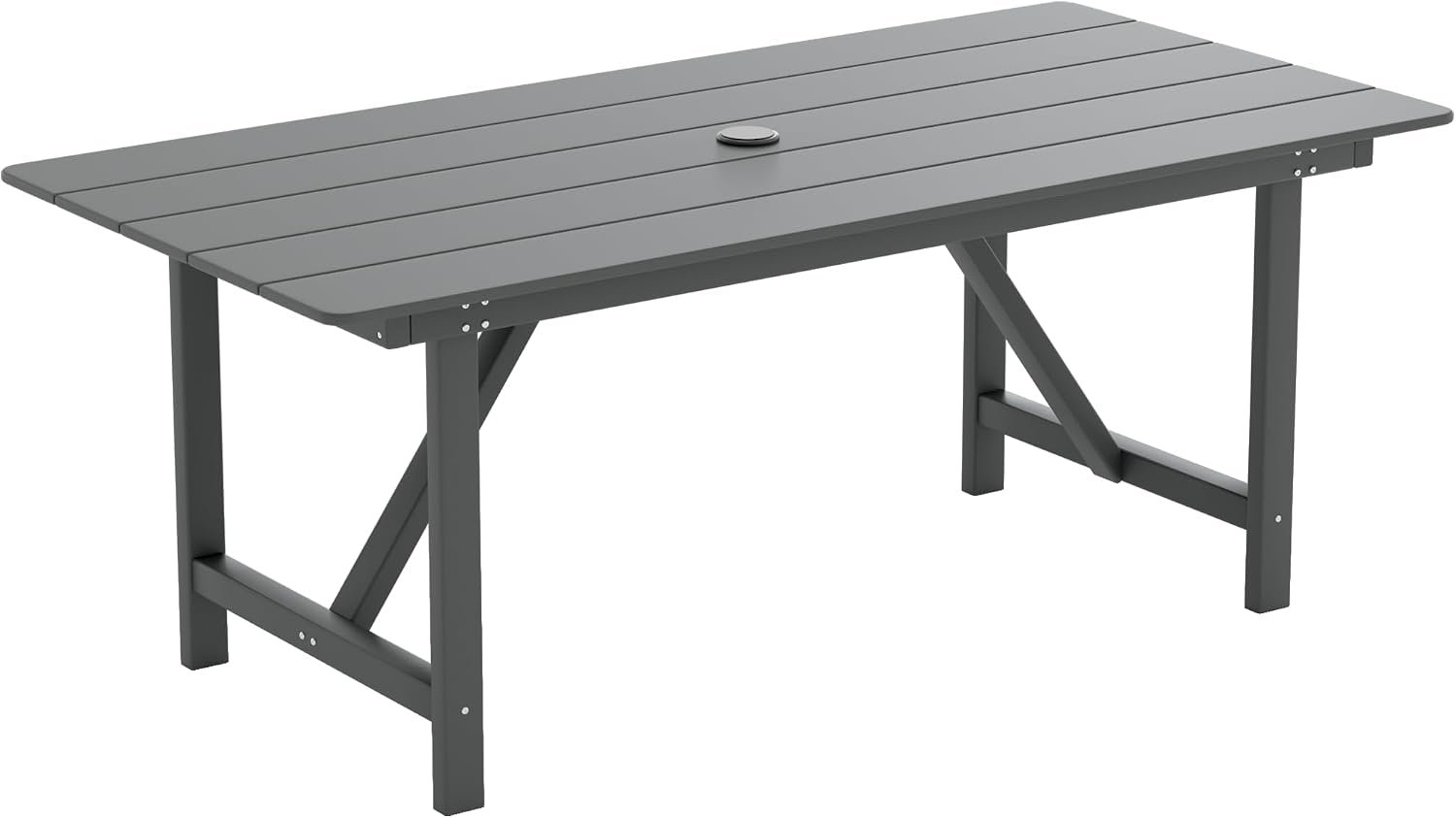 UDPATIO HDPE Outdoor Dining Table Set Patio Furniture Heavy Duty | Table Easy to Assembly Umbrella Hole All-Weather for Pool Garden Backyard Indoor Kitchen Light-grey
