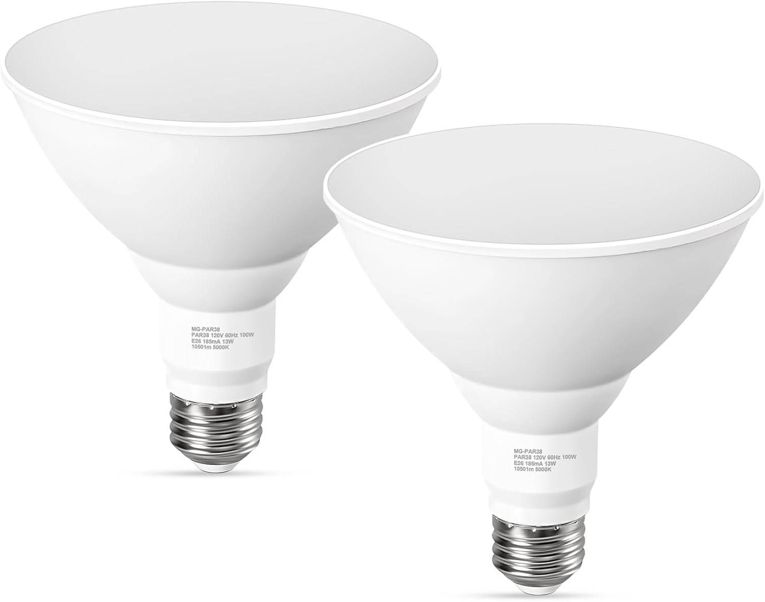 GvvooHome LED Flood Light Bulbs, PAR38 Outdoor Flood Light Bulb 5000K,13W 100W Equivalent, Daylight White LED Floodlight Dimmable, Waterproof for Porch Yard Garage, E26 Base, 15,000 Hrs, 2 Pack