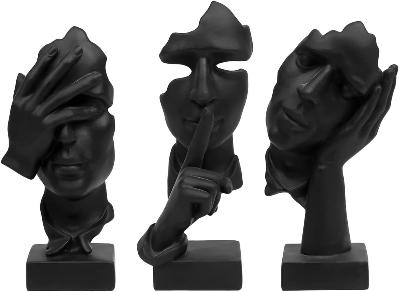 aboxoo 3 Pcs Thinker Statue, Silence is Gold Abstract Resin Art Figurines | See no evil, hear no evil, speak no evil statues,Modern resin sculptures for living room, home, office study