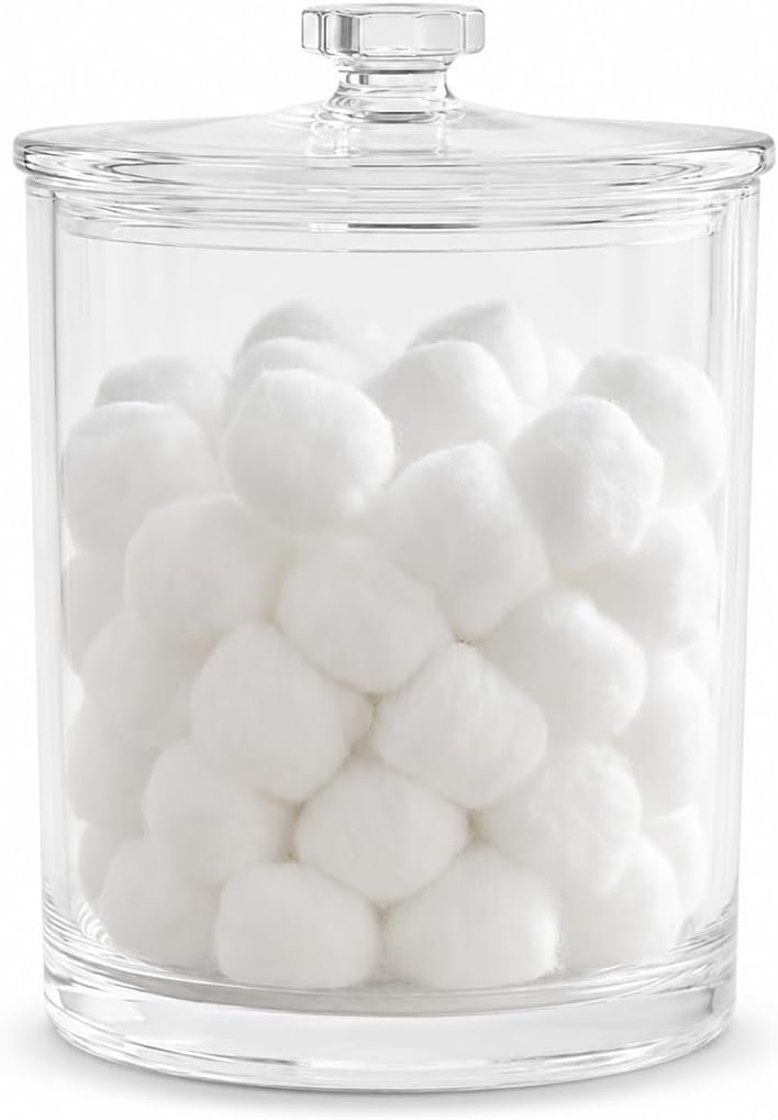 ForPro 60 oz Clear Acrylic Apothecary Jar with Lid, 7.75×5 in, Cotton