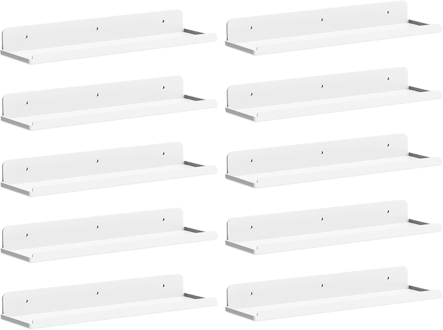 Lifewit Floating Shelves for Wall, Acrylic Display Shelf Wall Mounted for Figure, Car, Art, Book, 14″ Perfume Organizer for Bathroom, Bedroom, Living Room, Nursery, Home Decor, White, 10 Pack