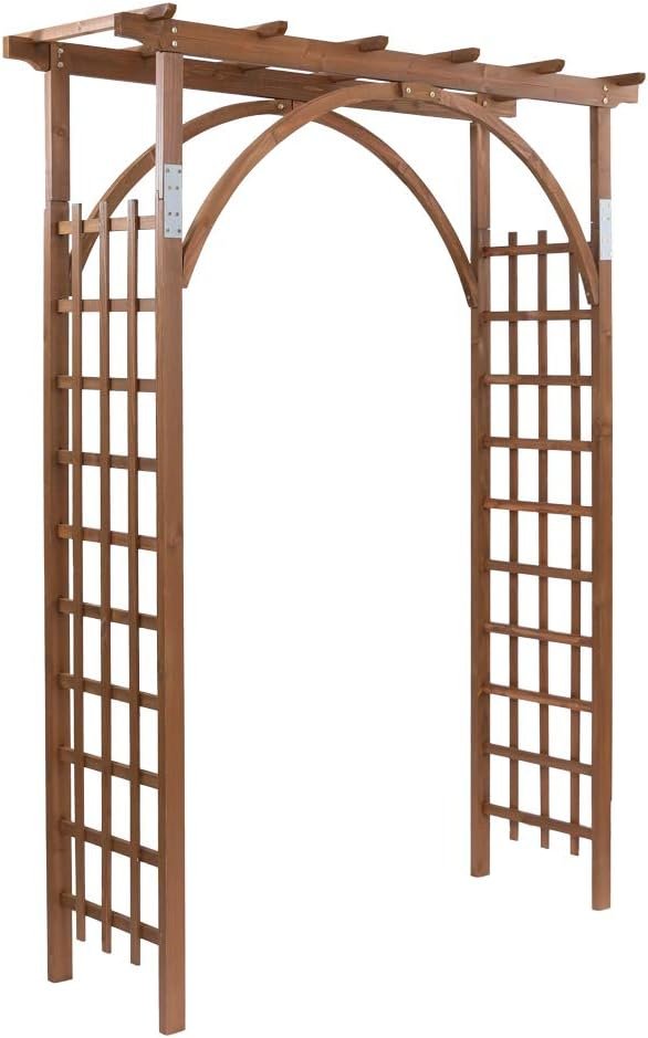 VINGLI 85in Wooden Arbor Garden Arch, Wedding Arch for Ceremony, Wood Trellis for Plant Climbing, Christmas Decor Pergola for Garden Backyard, Lawn