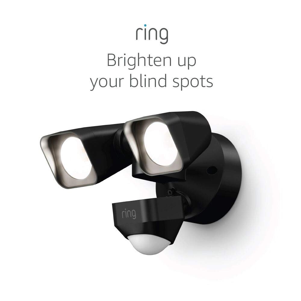 Ring Floodlight Wired — Motion-activated floodlight, bright LEDs, works with Amazon Sidewalk, Black