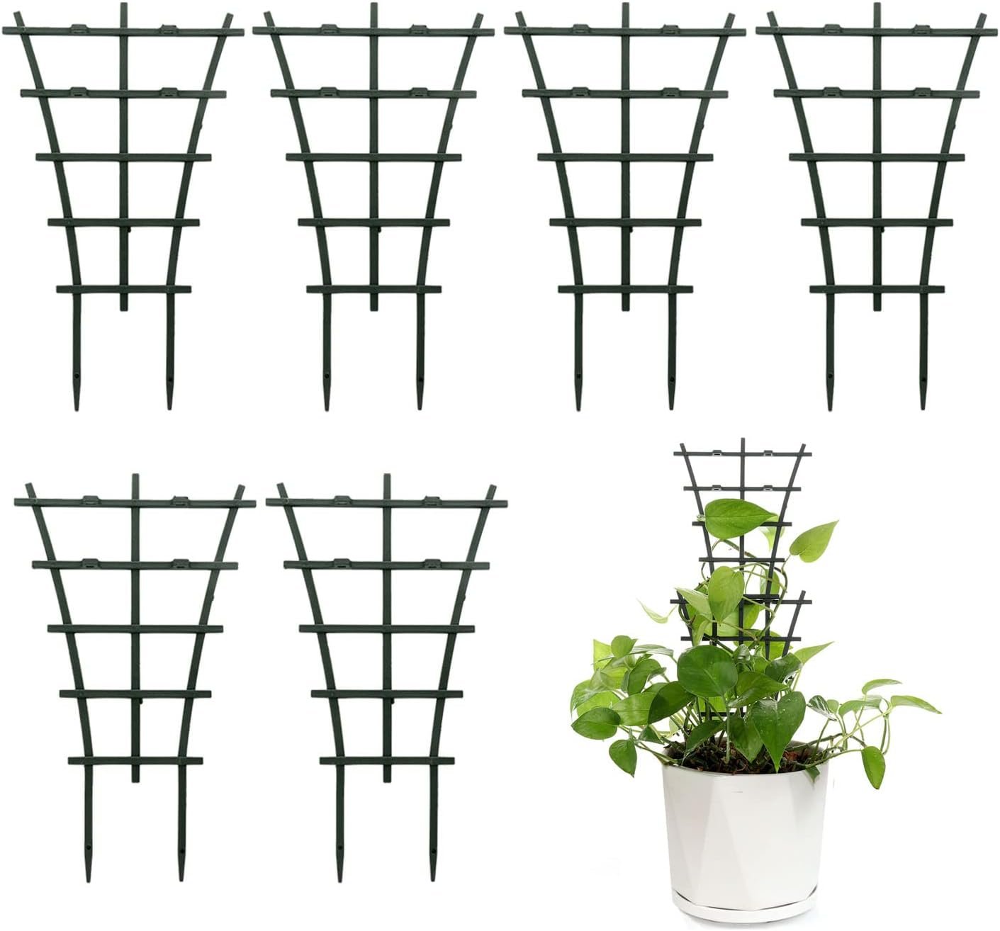 Feitore Plant Trellis Indoor, 6Pcs Stackable Plant Trellis for Climbing Plants Indoor, Small Plant Climbing Trellis for Potted Plants Plastic Climbing Plant Support Trellis for Houseplant Hoya Pothos