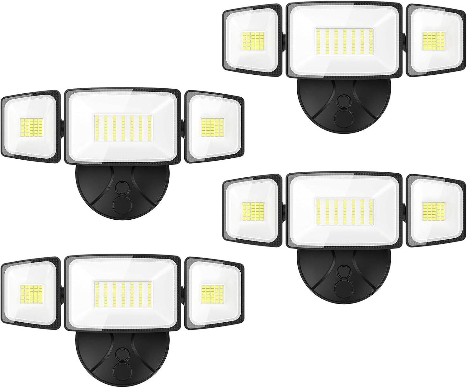 Onforu 75W Flood Lights Outdoor, 4 Packs 7000LM Super Bright Security Lights, 3 Adjustable Heads, IP65 Waterproof, 6500K Wall Mount Exterior LED Flood Light
