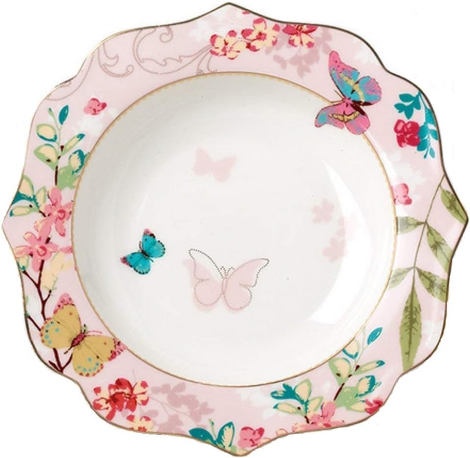 YBKTEX Ceramic Plate- Butterfly Pattern (Pink (7.5inches Salad Plate))