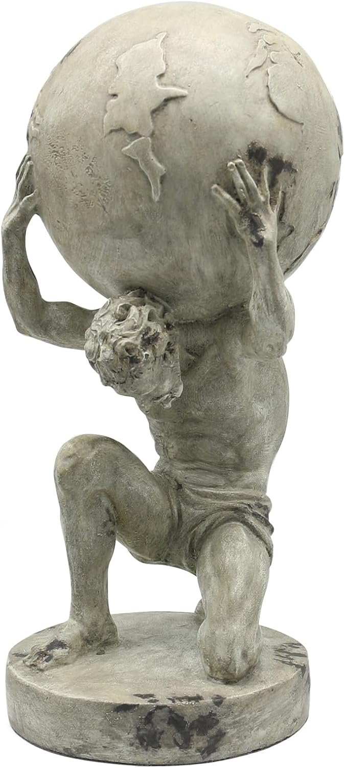 Lukitas Atlas Holding Up World Statue and Sculpture, Resin 11.5” | Lifting The Earth Figurine Decor, Creative Tabletop Ornament for Home Office Living Room