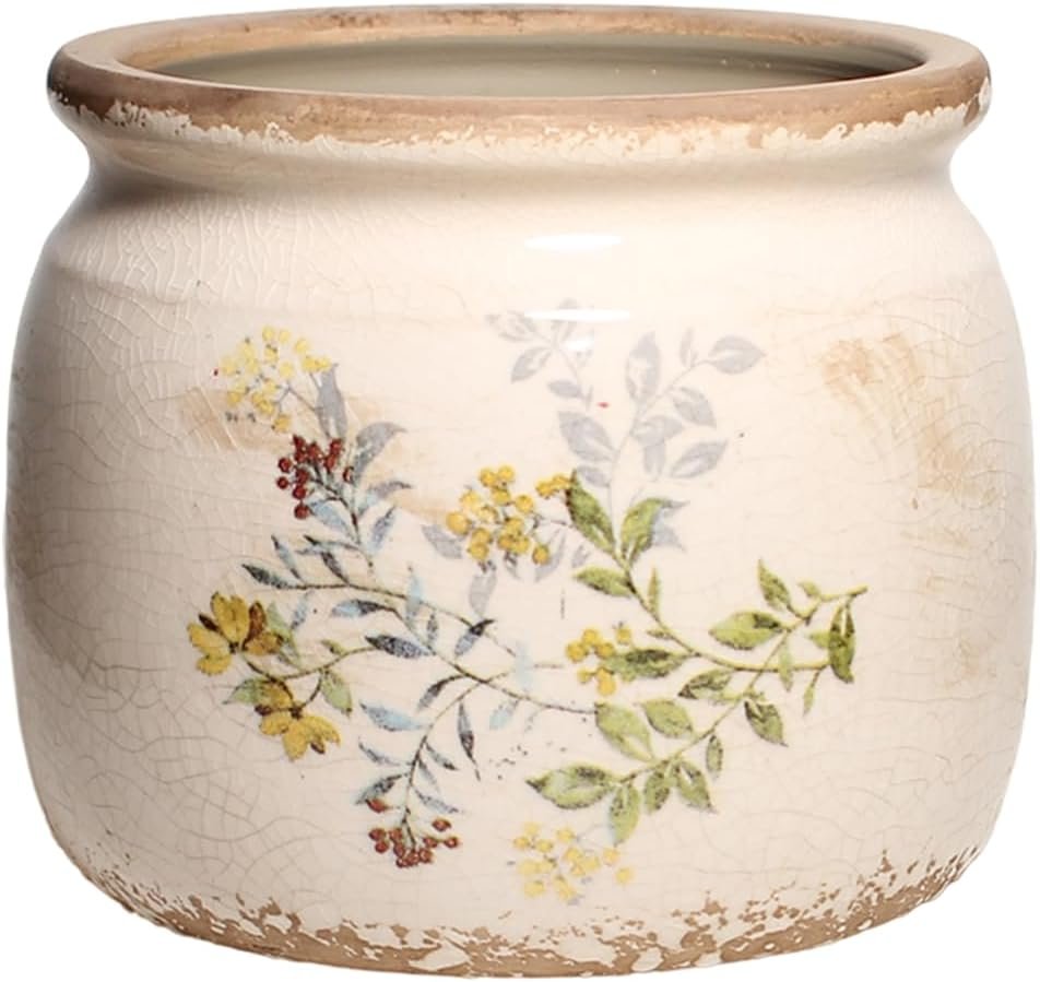 Xiaan Jiaju Ceramic Pots for Plants, Cottage Rustic Clay Flower Pots & Vase | 6.29″ Planters With Drainage For Indoor Plants & Cactus, Farmhouse Home & House Decor, Gifts For Mom, Sage Yellow
