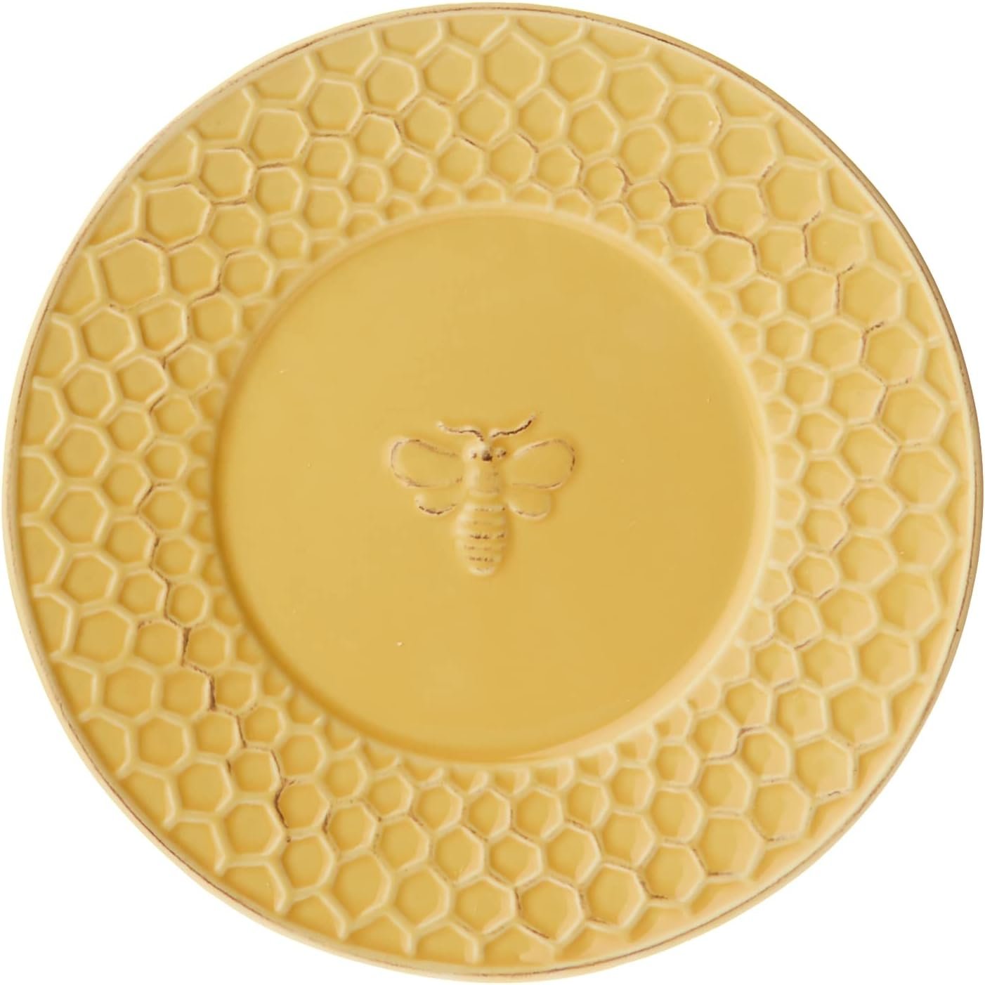 Boston International Embossed Stoneware Plate, 8-Inch Diameter, Honeycomb