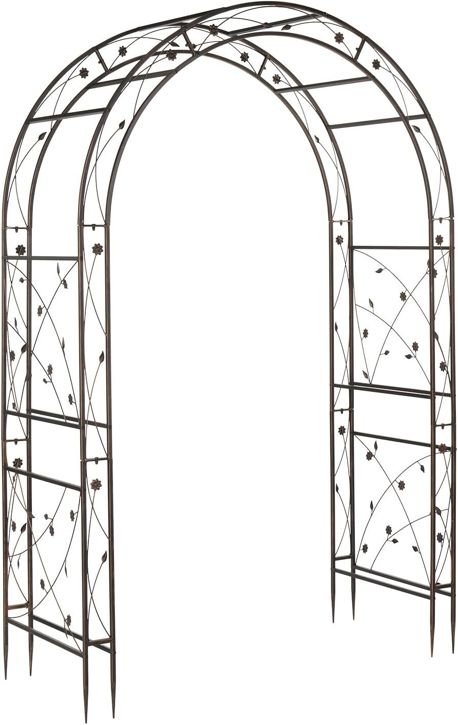 VINGLI Garden Arbor, Arch for Wedding Ceremony Party, Christmas Garden Decor Steel Garden Trellis for Plant Climbing, Pergola for Garden, Backyard, Lawn (Arch Top, Bronze)