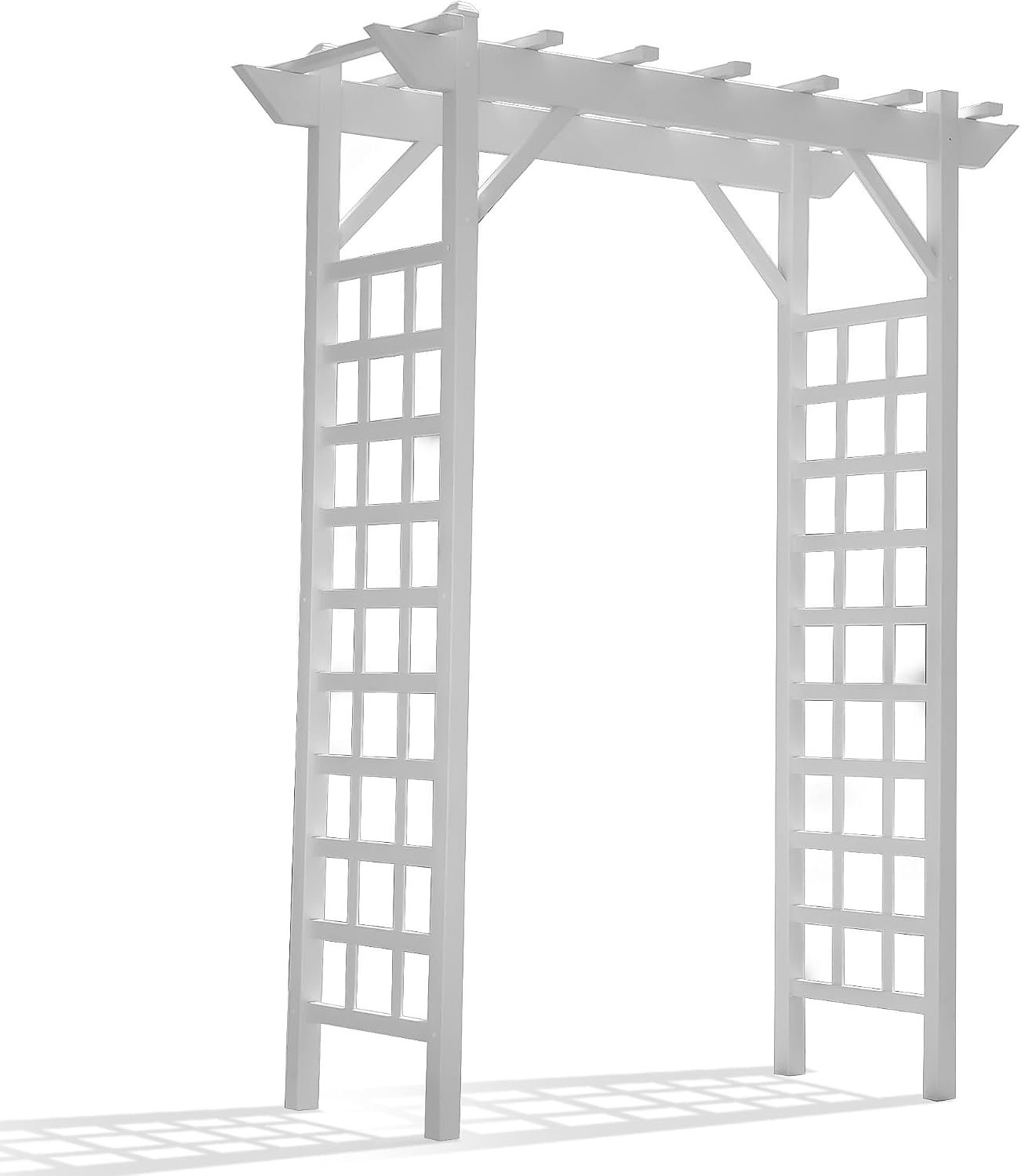 Dura-Trel Providence Arbor, Vinyl Garden Archway for Outdoors, 64″ x 85″, White – Backyard Decorative Arch and Backdrop with Lattice Design and Trellis Sides for Climbing Plants, Vines and Flowers