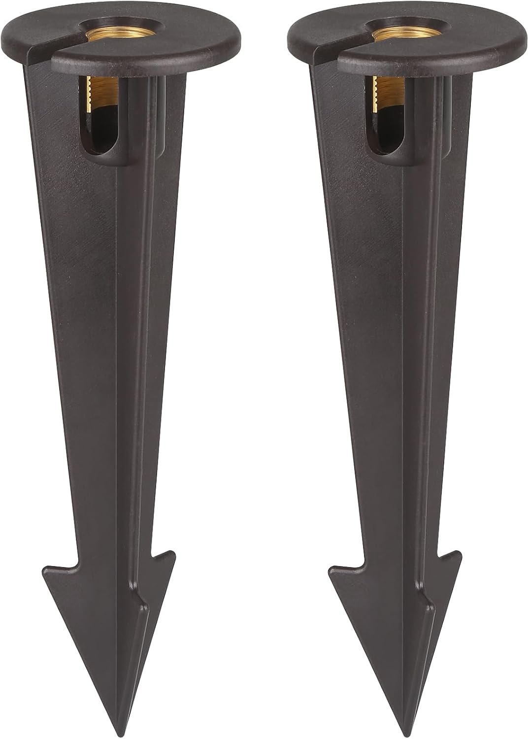 ABS Ground Spikes Stakes Replacement with Brass Insert, 1/2″ NPT Thread Side Wire Way, Larger Size 9.44” x 2.95” for Landscape Path Lighting, Spotlight, Floodlight (2 Pack)