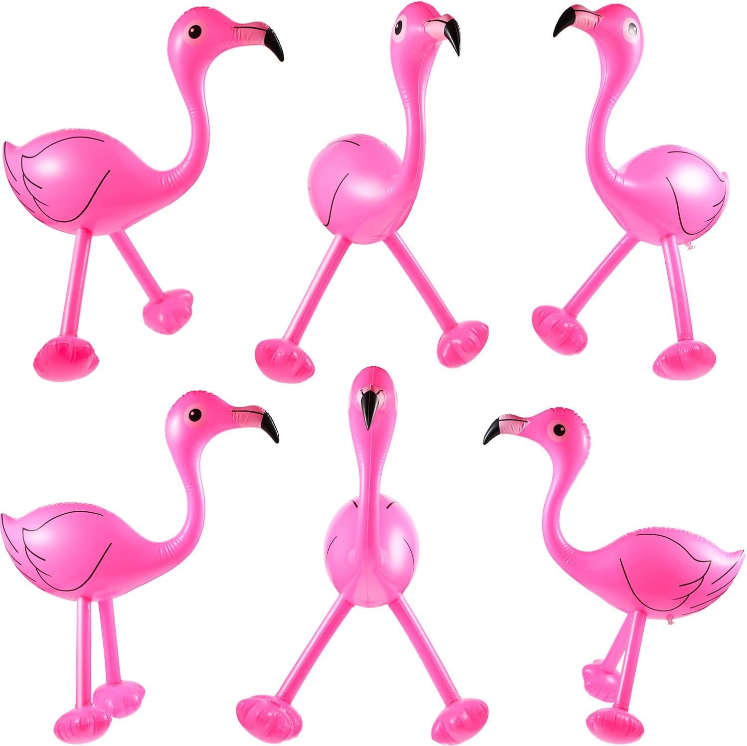 Yaomiao 6 Pieces Flamingo Pool Party Decorations, 22” Inflatable Pink Flamingos Props Toys for Tropical Hawaiian Luau Birthday, Bachelorette Summer Beach Pool Decor, Yard Lawn Party Supplies