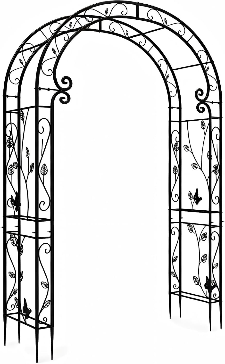 Garden Arch – 51″(L) x 88″(H) Metal Arbor, Thickened Rust-Proof Steel Pipe, Garden Gate Arch for Backyard Entry, Trellis for Climbing Plants Outdoor, Walkway Arbor for Yard, Patio, Courtyard