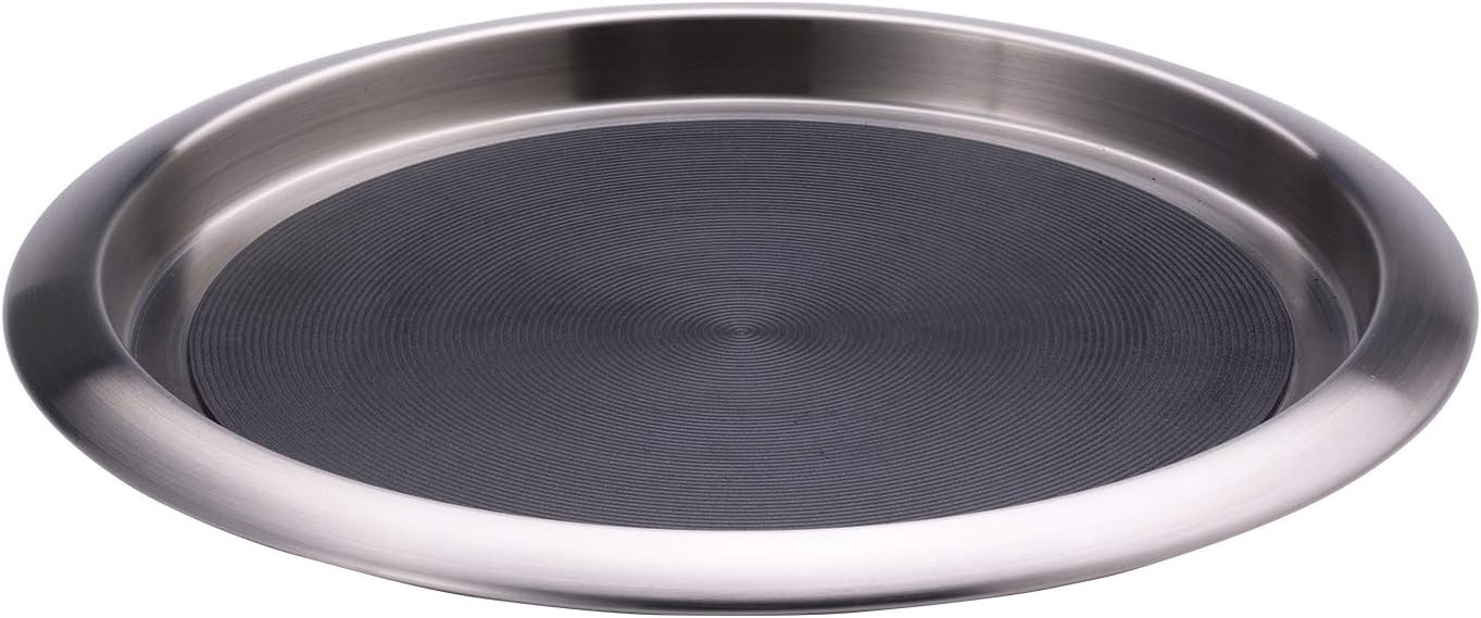 Service Ideas Tray, Built in Non-Slip Rubber Inserts, 12″, Stainless Steel | TR1412SR with Molded Non-Slip Silcone on Top and Bottm, Dishwasher Safe, Brushed