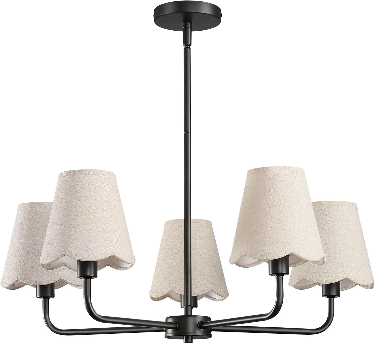 KAISITE Black Chandelier for Dining Room – 5-Light Farmhouse Dining Room Light Fixture Over Table Industrial Kitchen Lighting Fixture Ceiling Hanging Chandelier for Bedroom Living Room Foyer Entryway