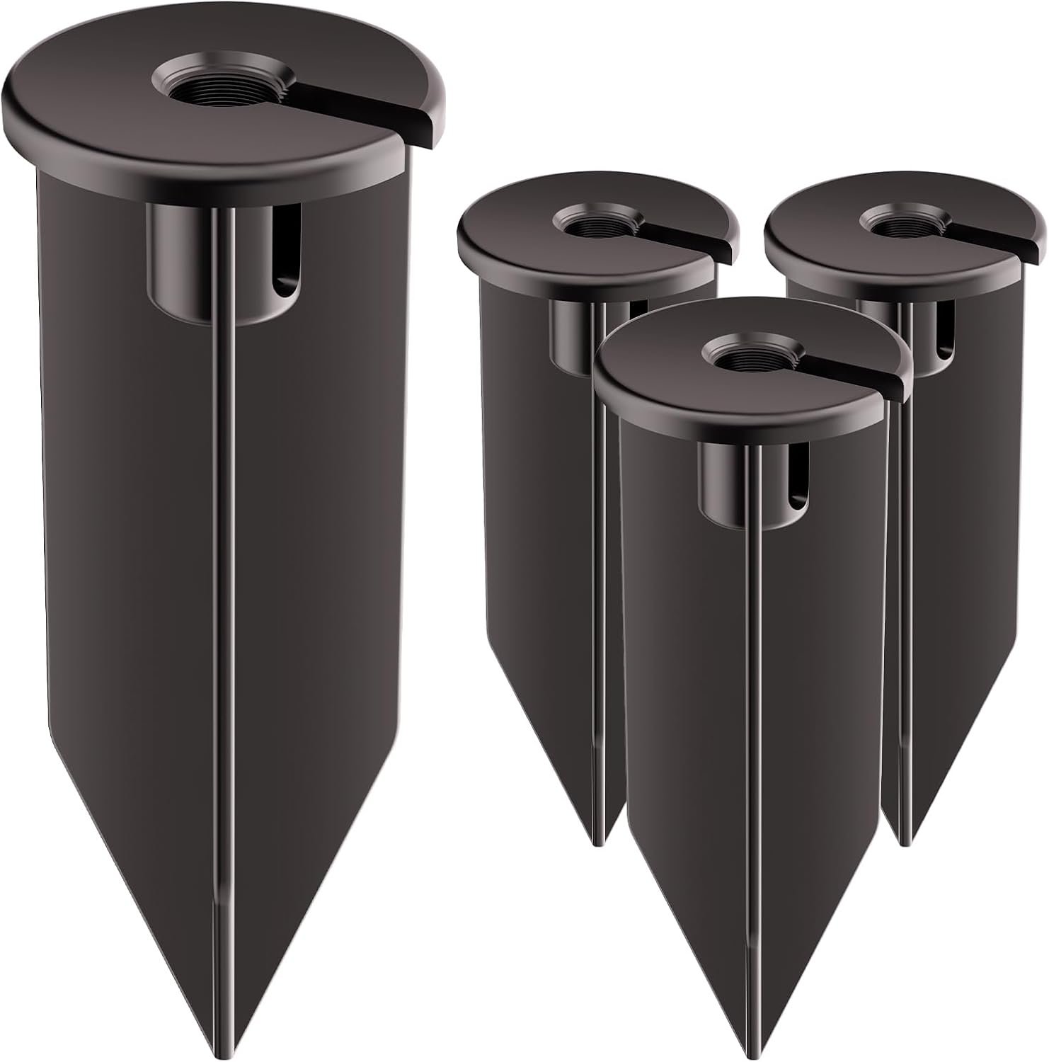 Landscape Lighting Stakes Replacement 1/2 NPT Thread Spike 4-Pack | ABS Female Thread, Fits for Kichler Light Stakes, 3″ Large Head, 8″ in-Ground Landscape Lighting Parts, Side Wire Way
