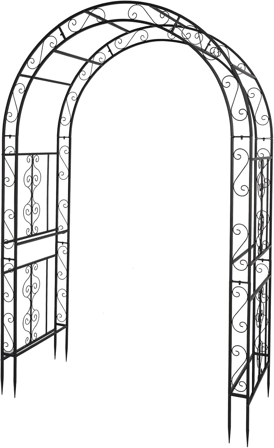 VINGLI Garden Arbor, Arch Archway for Wedding Ceremony Party, Steel Garden Trellis for Plant Climbing, Christmas Garden Decorations Pergola for Garden, Backyard, Lawn (Black, 52.2×22.8×83.9in)