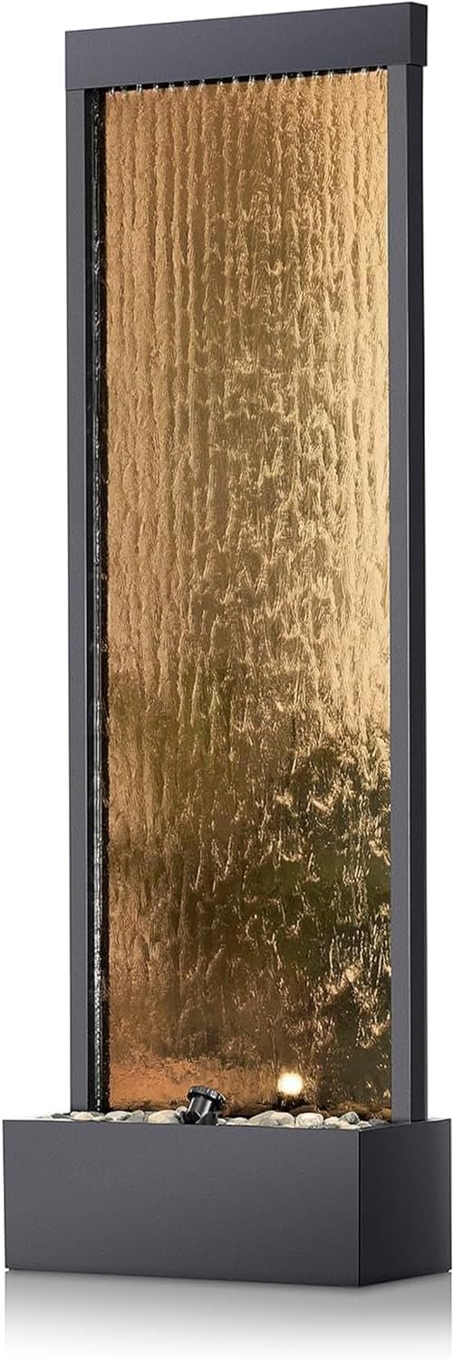 Alpine Corporation 72″ Bronze Mirror Waterfall Fountain with LED Lights