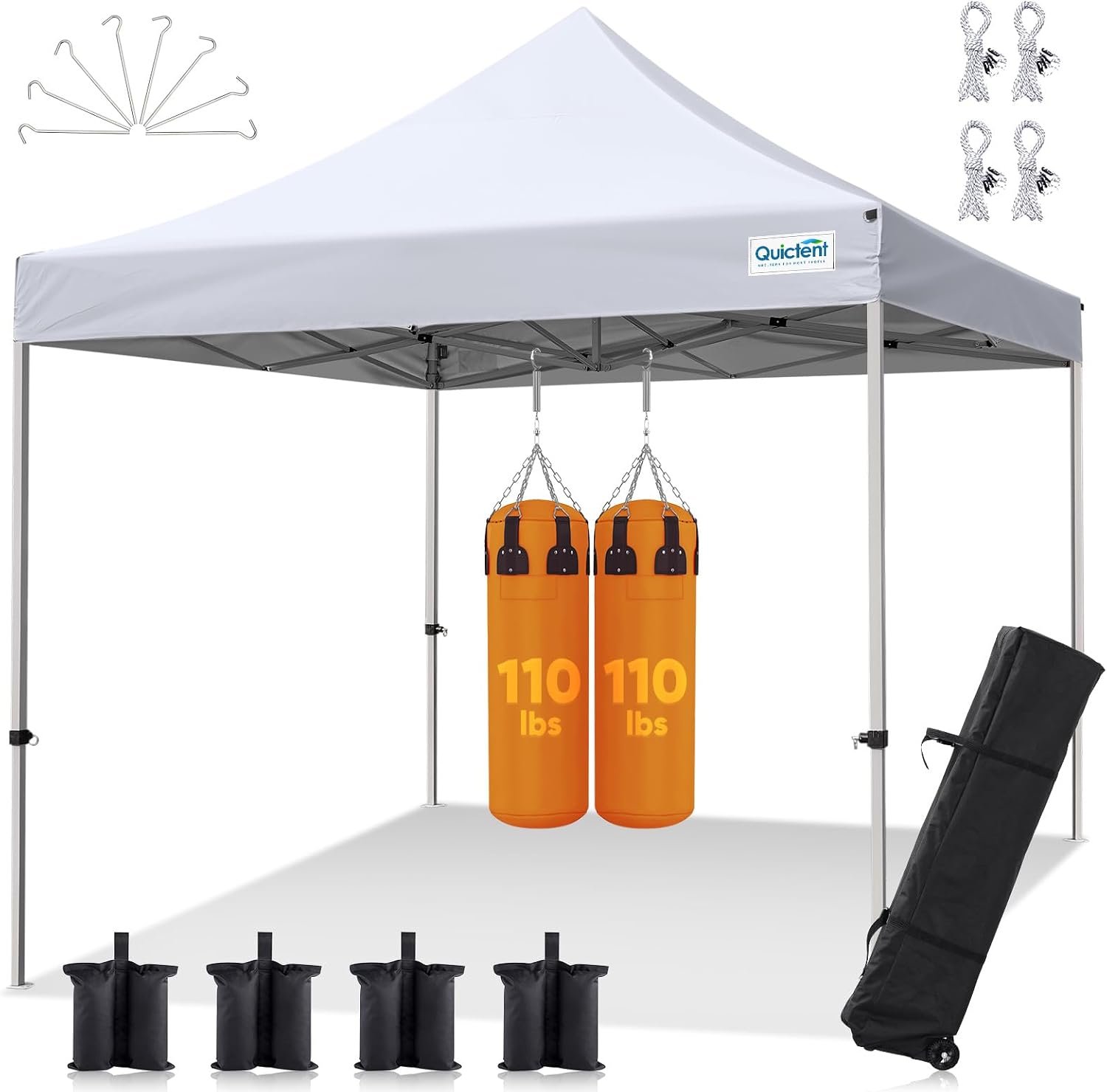 Quictent Easy Pop up Canopy Tent 10’x10′, Outdoor Heavy Duty Easy up Event Gazebo Tent Waterproof and Compact, 11ft Interior Height, with Weight Bags and Roller Bag