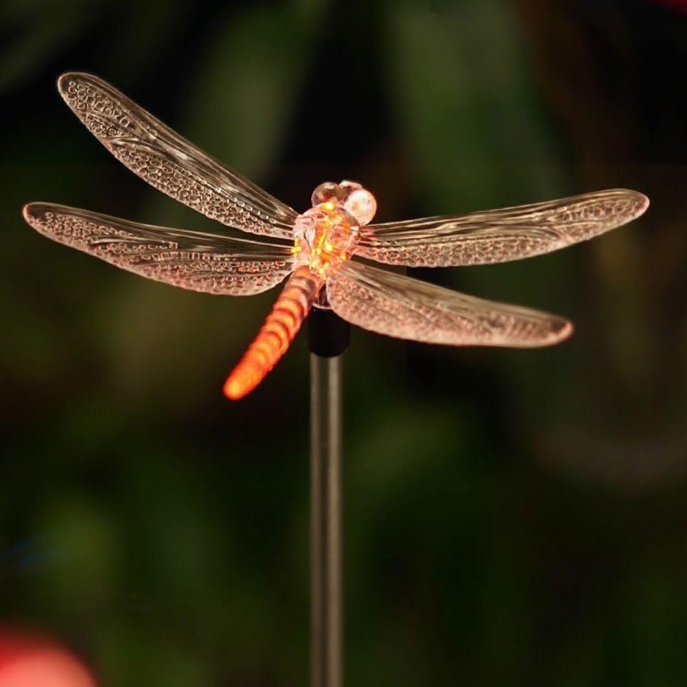 Outdoor Solar Garden Stake Light – Color Changing Decorative LED Stake Lamp In-ground Landscaping Lighting for Garden Patio Yard Lawn Pathway Flower Bed Decor Decorations Figurine Dragonfly
