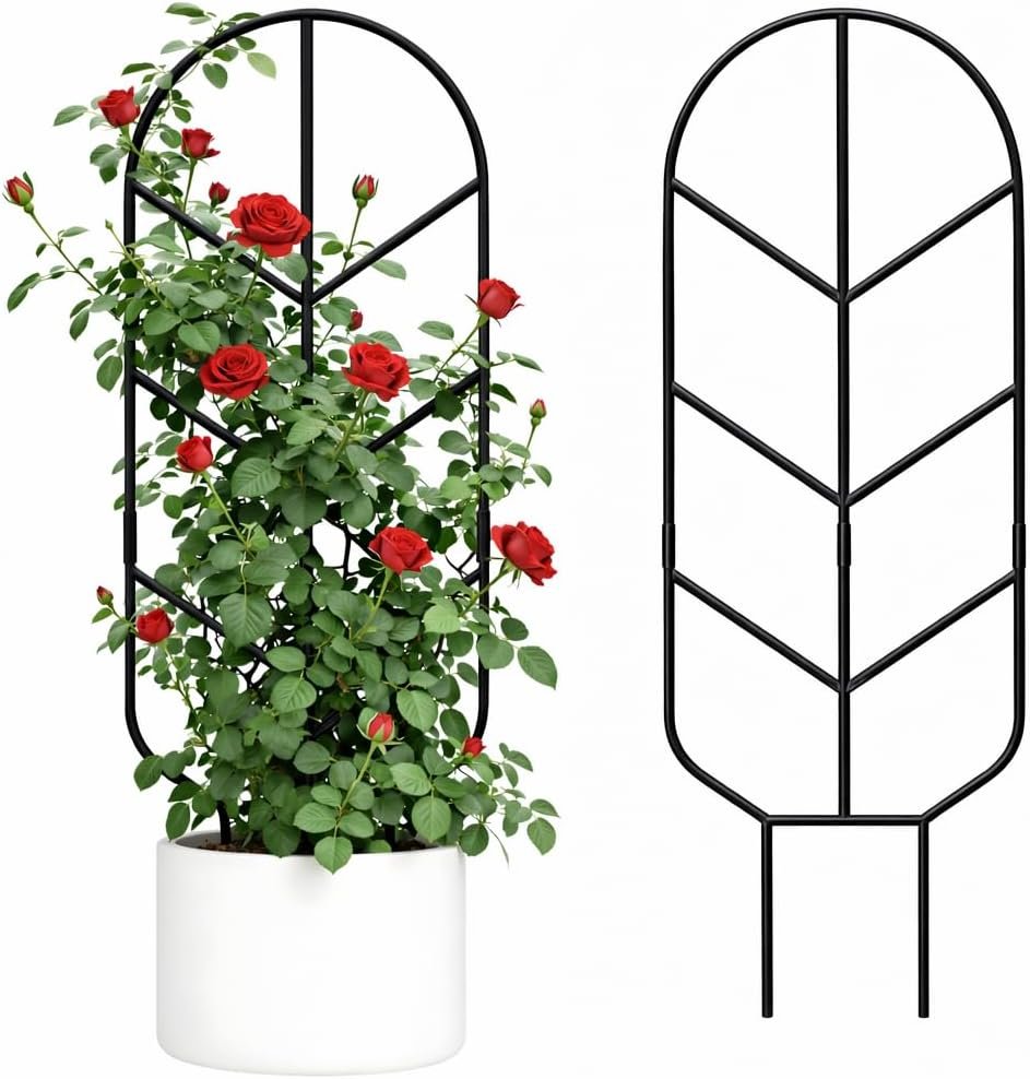 2 Pack 30” Large Metal Plant Trellis for Climbing Plants, Tall Plant Support for Indoor & Outdoor Use, Modern Decorative Trellis for Potted Plants (2 Pack)