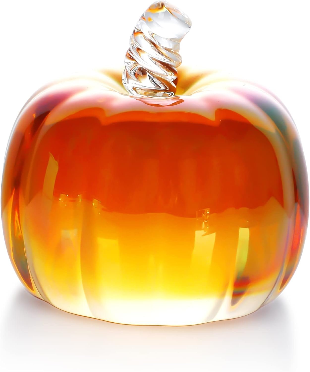 2.8” Brown Striped Glass Pumpkins For Decorating Fall Harvest Halloween | Small Glass Pumpkins,Crystal Pumpkin Figurine Collectible,fall Decor,Autumn Thanksgiving Home Accent,Gift For Women Mom,