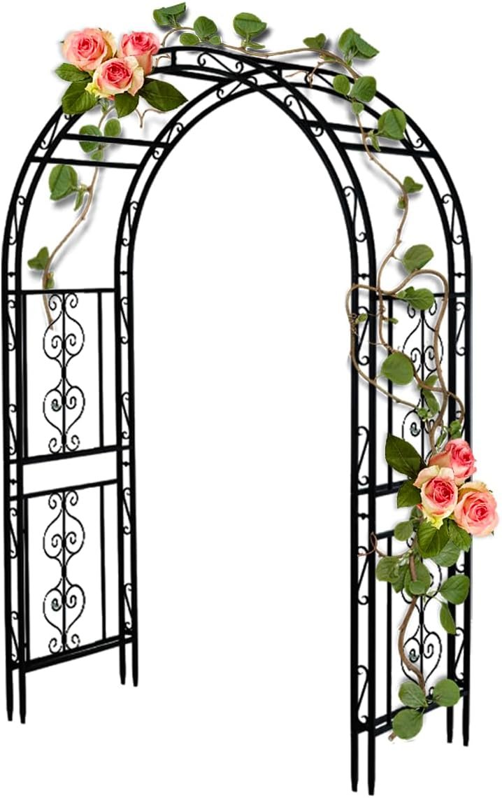 Teabelle Metal Garden Arbor Trellis, Black Arch for Climbing Plants, Wedding Outdoor Arch for Ceremony, Flowers and Plants Support Structure Stand for Lawn Patio Backyard Decoration | Wedding Outdoor Arch for Ceremony, Flowers and Plants Support Structure Stand for Lawn Patio Backyard Decoration