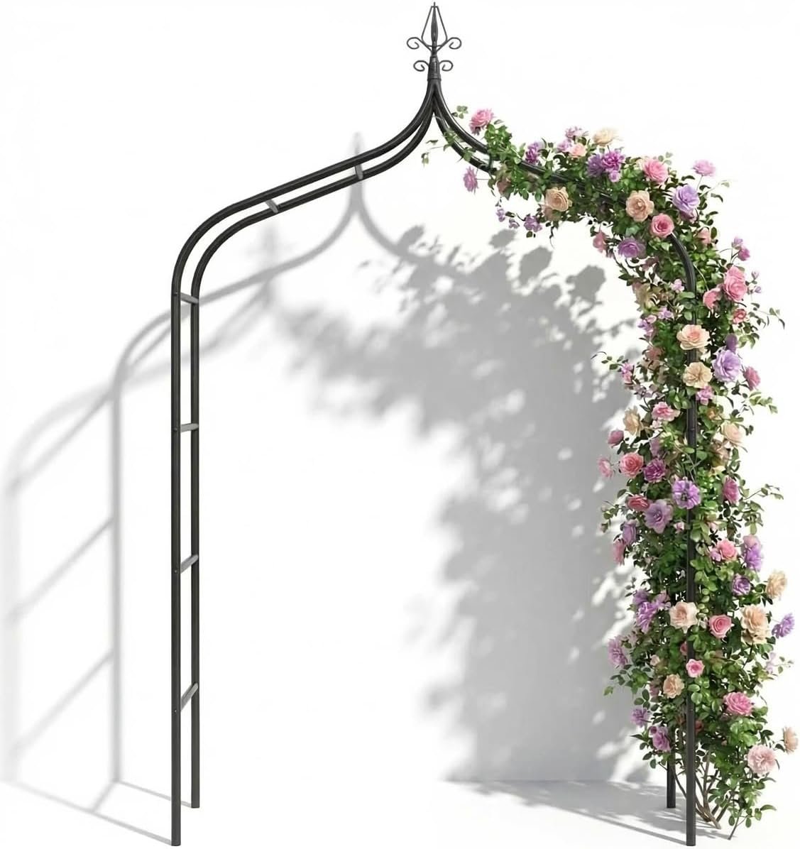 Thick Gothic Pointed Metal Garden Arch Rust-Proof for Climbing Vines Roses | Heavy Duty 8.5 ft H x 4.8 ft W, 16mm Steel Tube Arbor for Plants, Clematis, Jasmine, Party Decor for Wedding, Halloween, Xmas