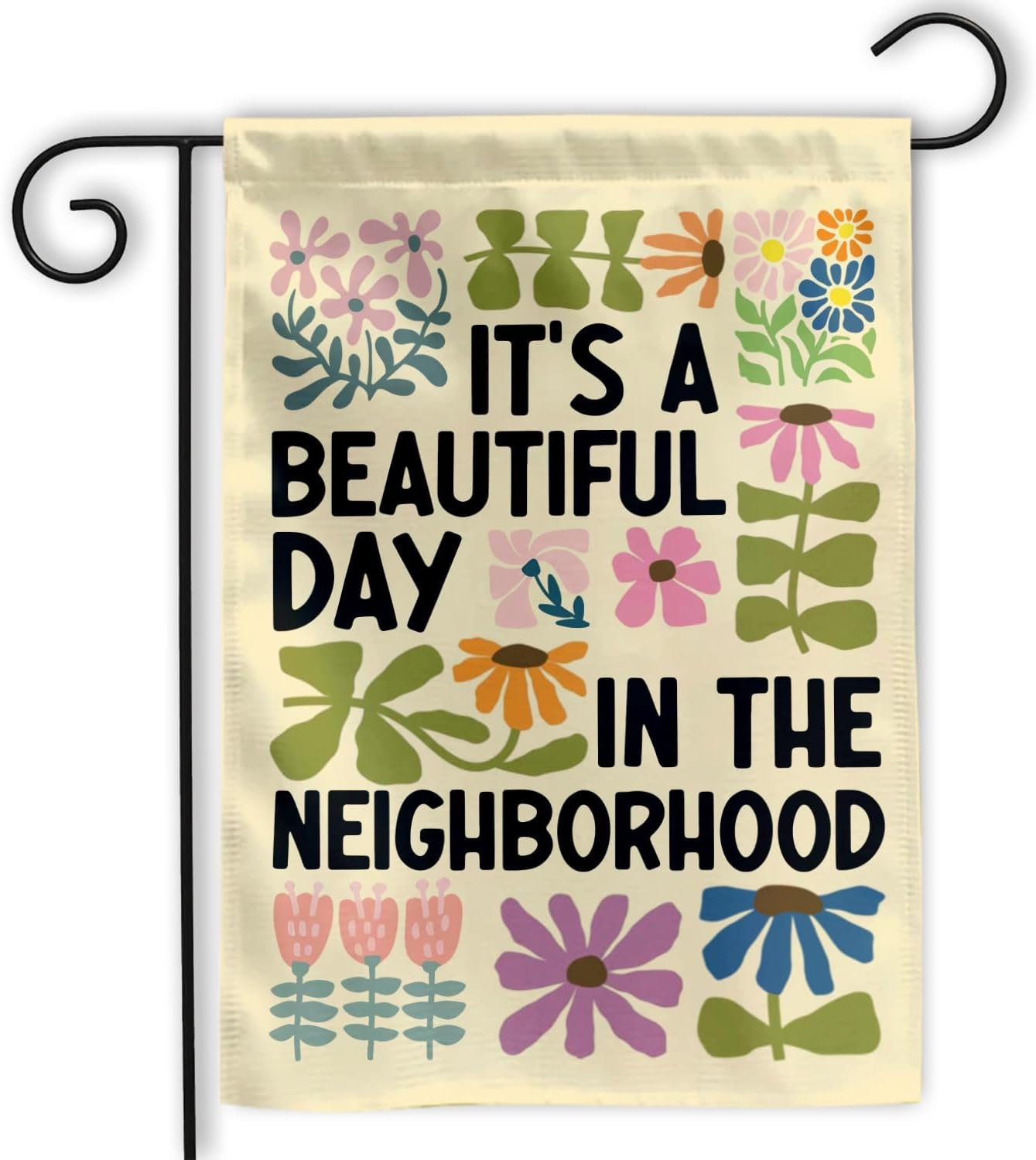 MAIANEY [12″x18″] It’s a Beautiful Day in the Garden Flag – Retro Flower Neighborhood Flag, Happy Outdoor Yard, Double-Sided Banner for Spring & Summer Decor, Seasonal Decoration, Farmhouse, Patio