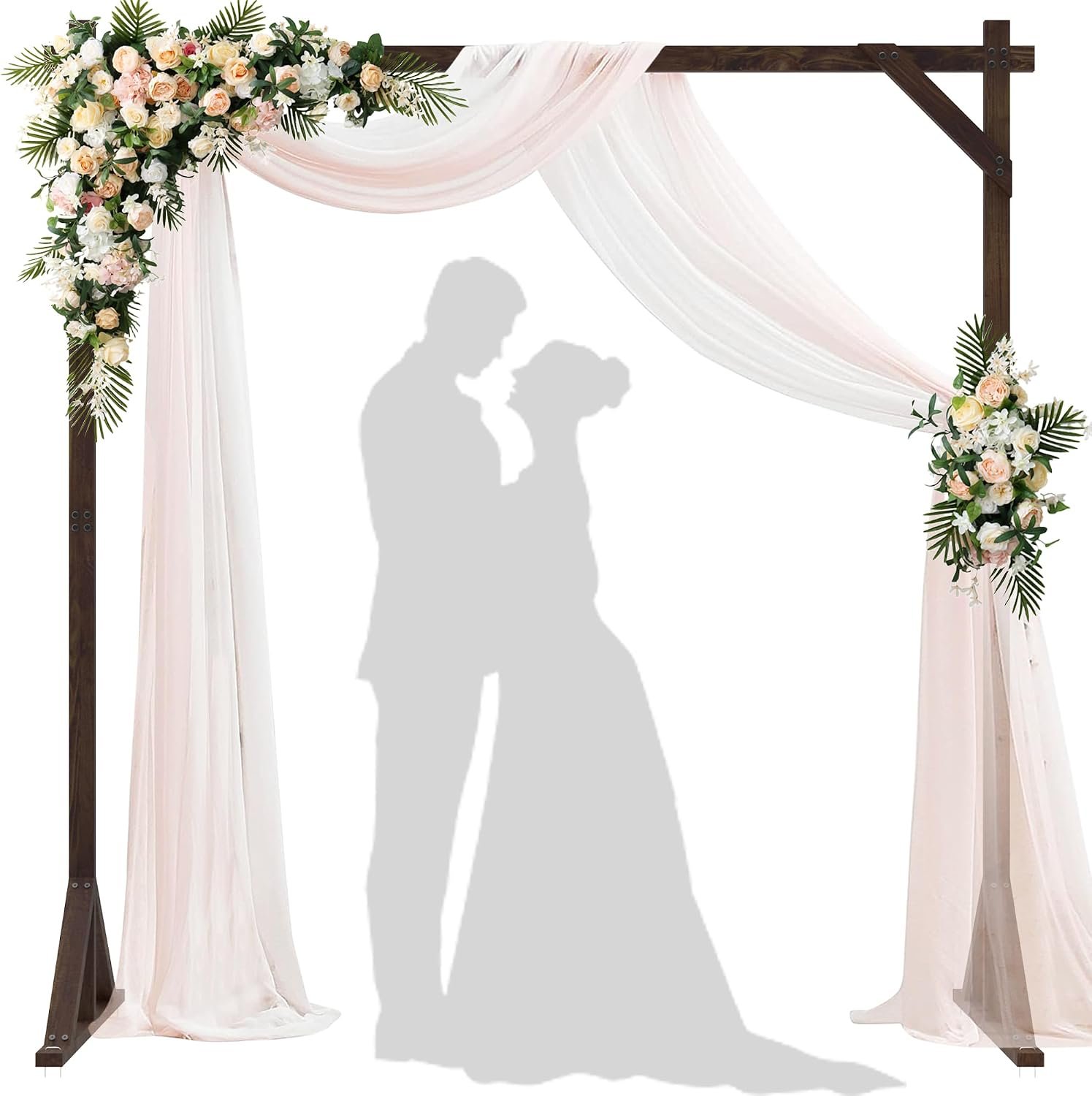 Wooden Wedding Arch 7.2FT Square Wood Arches Arbor Backdrop Stand | Wooden Arch Backdrop Stand for Ceremony Outdoor Wedding Party Proposal Scene Garden Beach Forest Rustic Boho Decoration