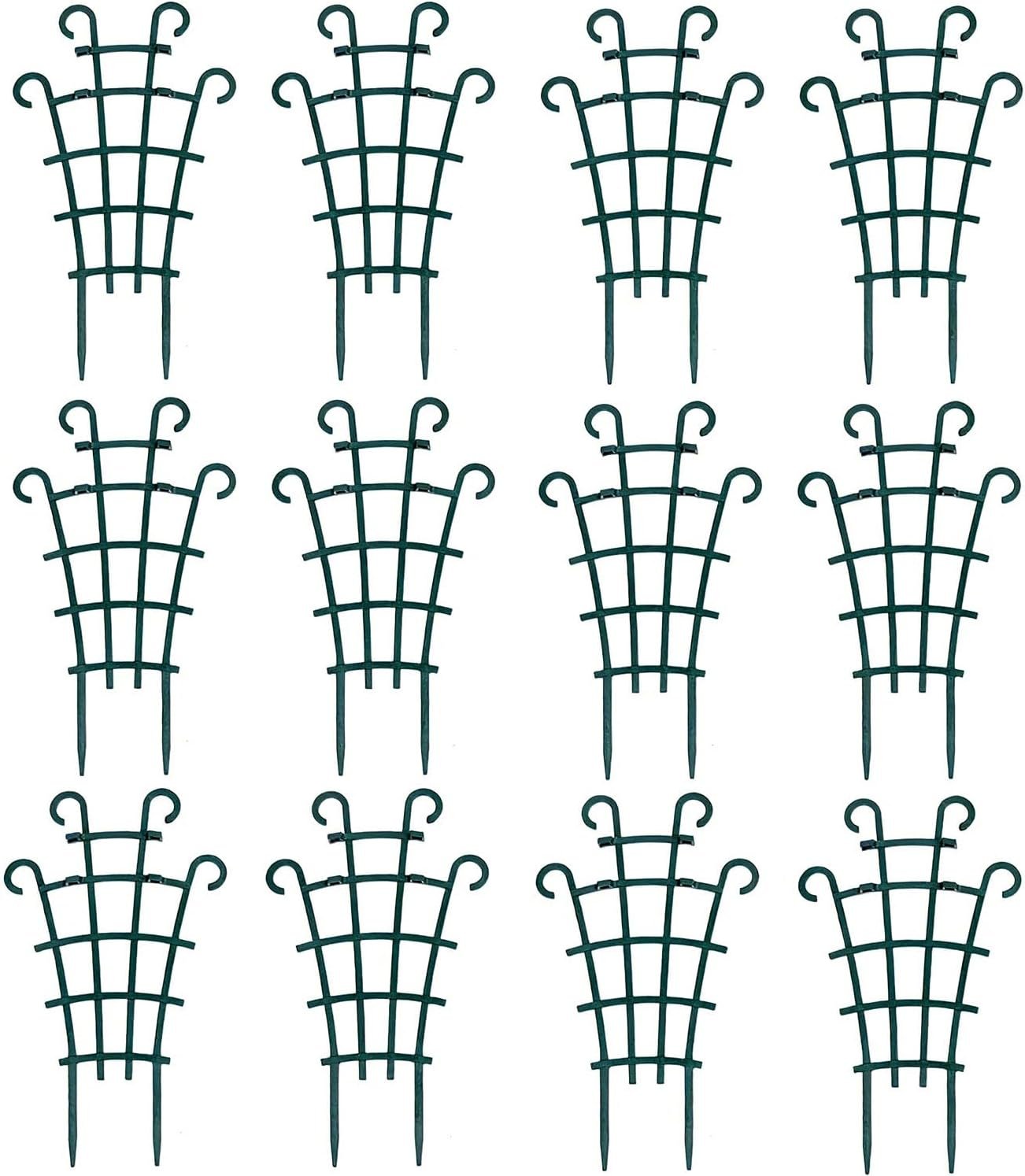 UWIOFF 12 Pack Trellis for Potted Plants, Garden Trellis for Climbing Plants Plastic Mini Climbing Plant Trellis Flower Pots Support Stackable Trellis for Climbing Plants Peas, Dark Green