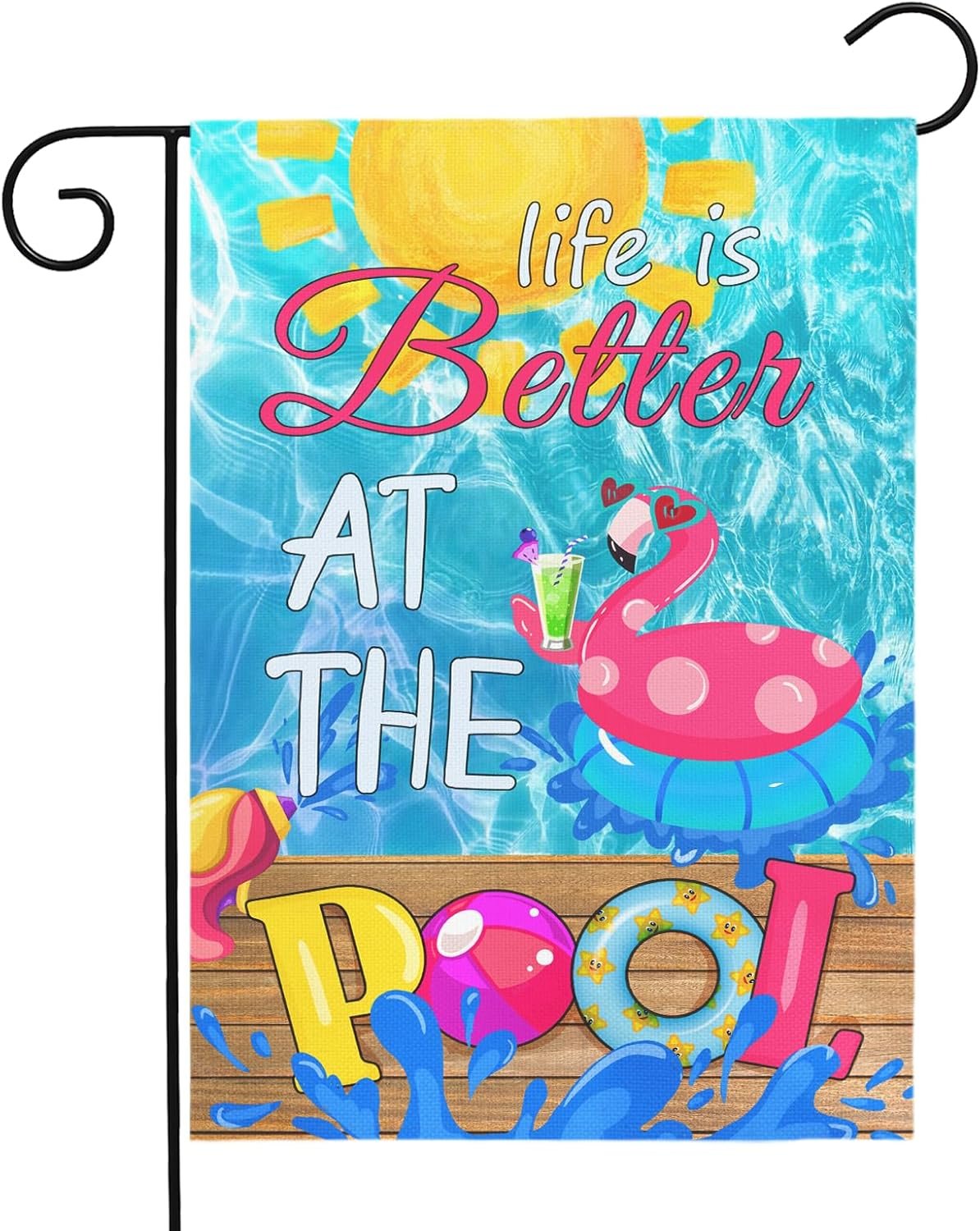 Pool Garden Flag Swimming Pool Spring Yard Flags Summer Welcome Decorative Flags Life is Better at the Pools House Banner for Outside Patio Porch Home Decoration 12×18 Double Sided