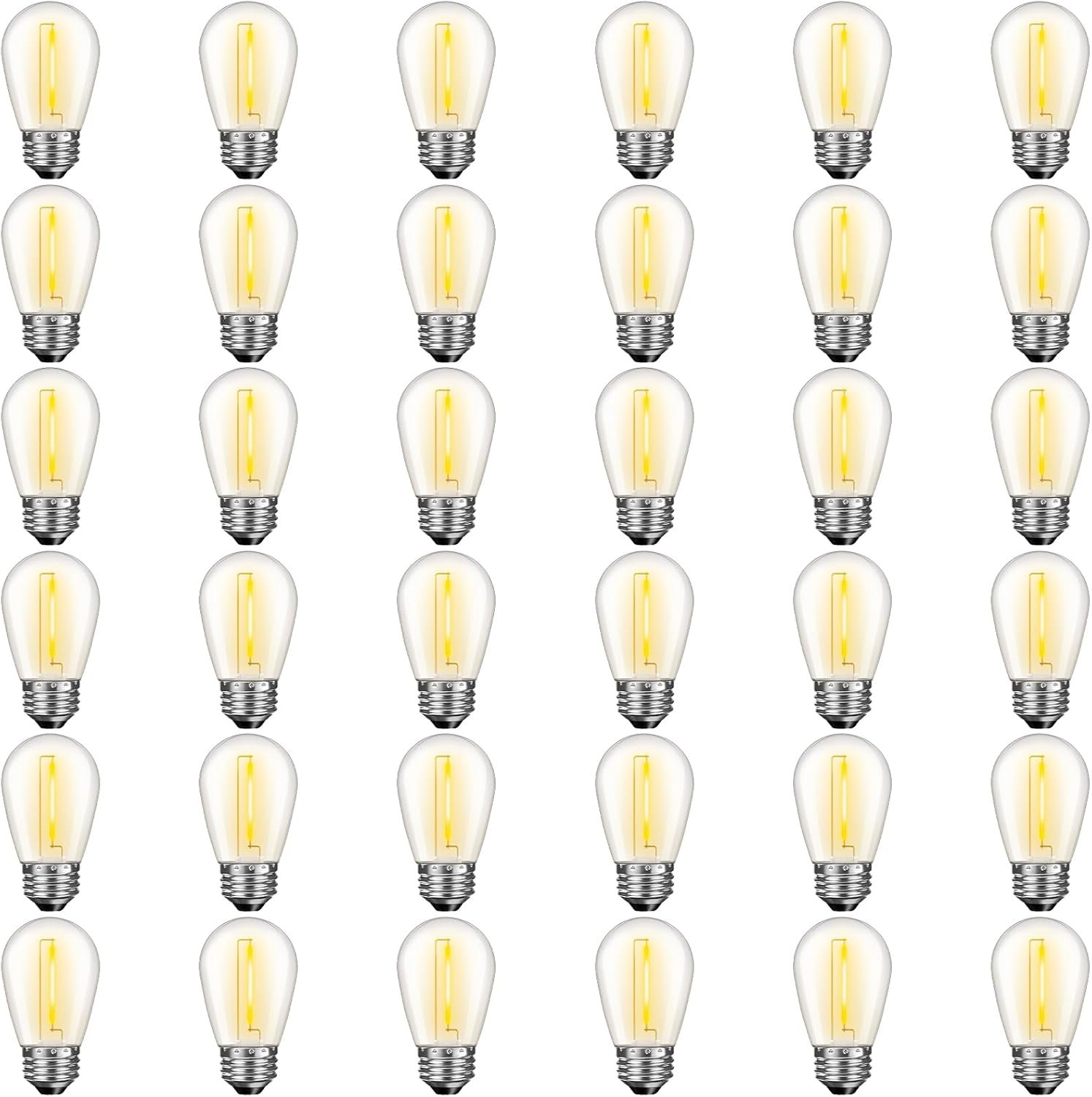 GvvooHome 36 Pack S14 LED Bulbs for Outdoor String Lights, Shatterproof Replacement Edison Bulbs for Patio String Lights Outdoor Waterproof, Warm White 2200K, Dimmable, E26 Standard Base