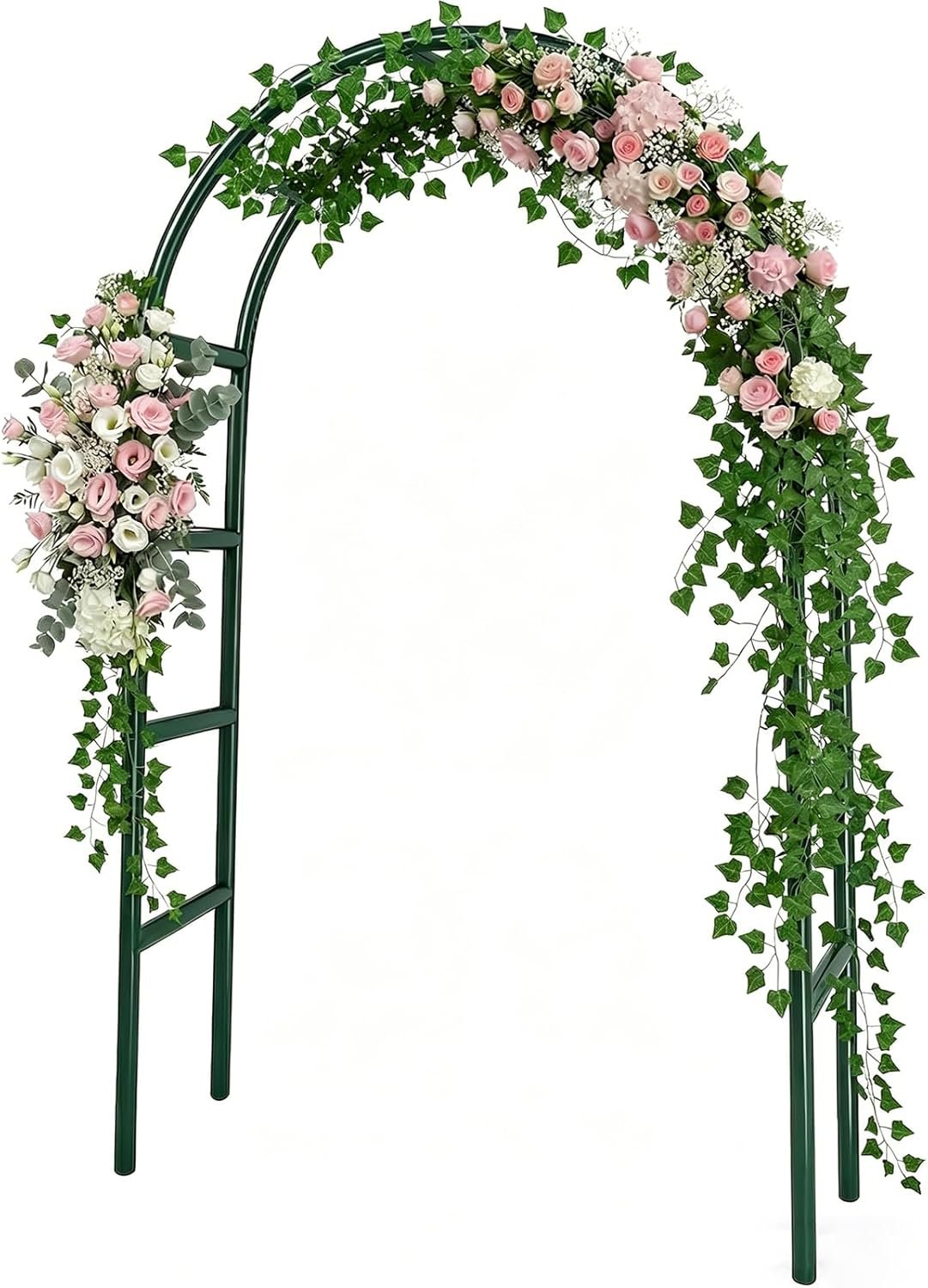 RUBFAC 7.8ft Garden Arch, Metal Trellis for Climbing Plants Outdoor | Dark Green Garden Arbors, Archway Frame for Flower Vines, Backyard Fall Decor, Halloween Christmas Decorations
