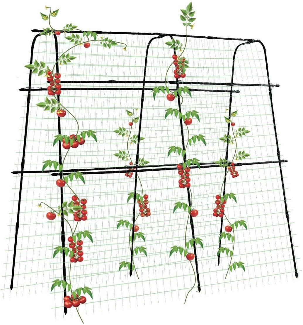 PKBD Tall Garden Arch Trellis for Climbing Plants Outdoor, 5 ft Tall Polyethylene-Coated Stainless Steel Garden Arch for Climbing Vine Vegetable/Fruit/Flower, Cucumber Trellis for Raised Bed, Black