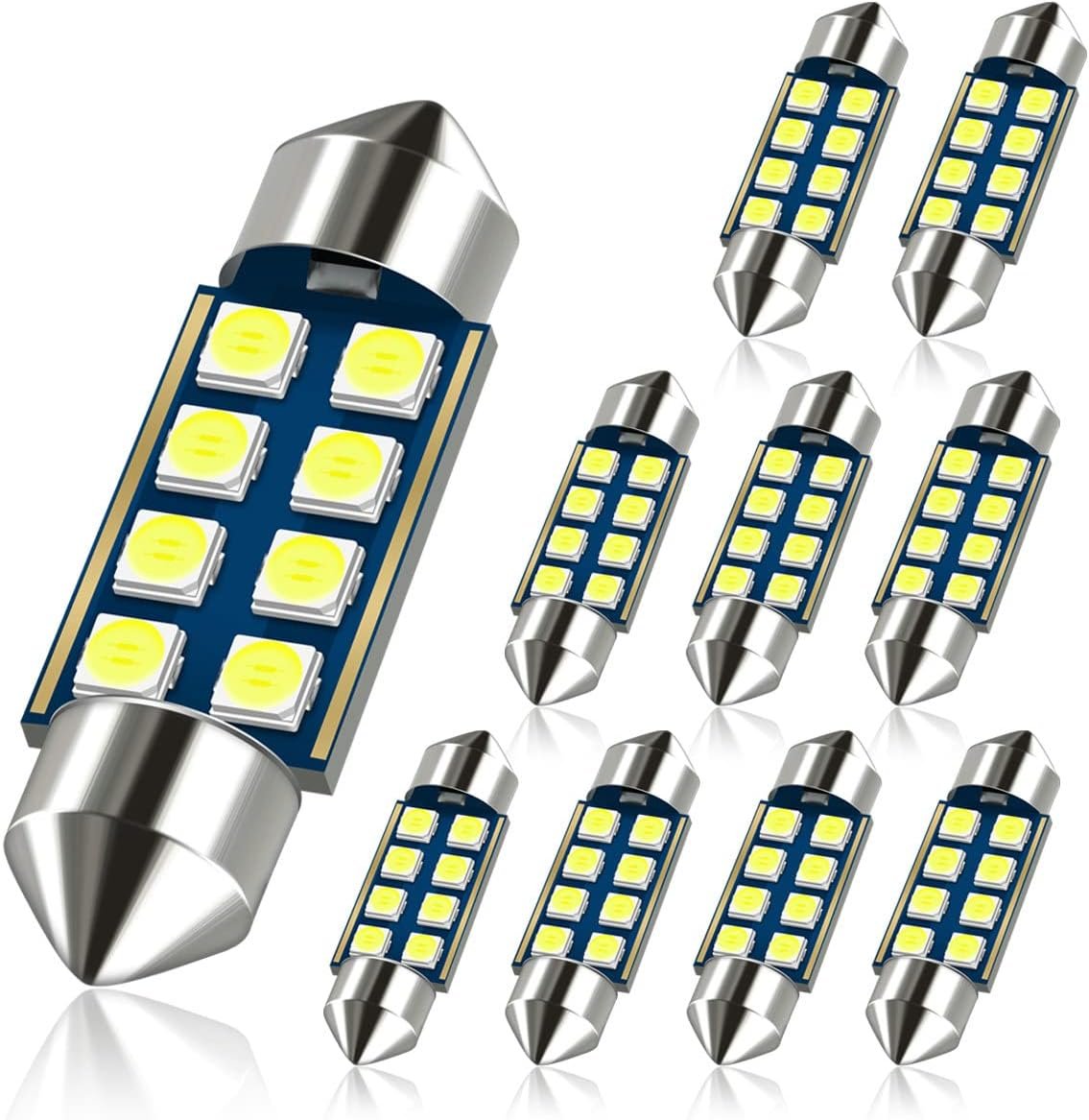 White 36mm Festoon 6418 Bulb Car LED Interior Map Dome Light | DE3423 DE3425 Size 6000K Extra Bright Also for Number Tag License Plate Cargo Trunk Door Footwell Light Canbus Error Free