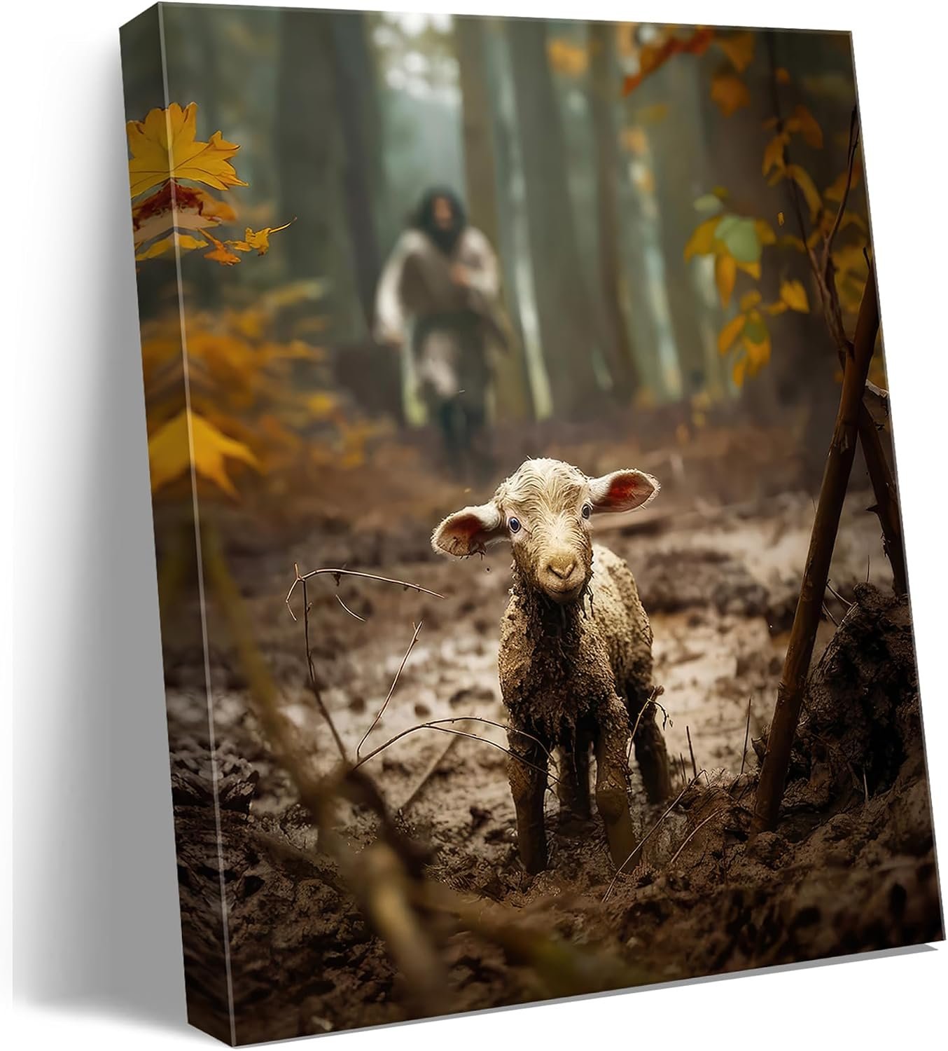Religious wall decor for prayer room Christian wall art for Christmas decorations indoor Jesus and Lamb canvas wall prints Jesus Running After Lost Lamb Picture for home decor Baptism gifts for boys-girl serenity prayer wall art Christian gifts for Women,christians,pastor,teachers,Mother’s A-333