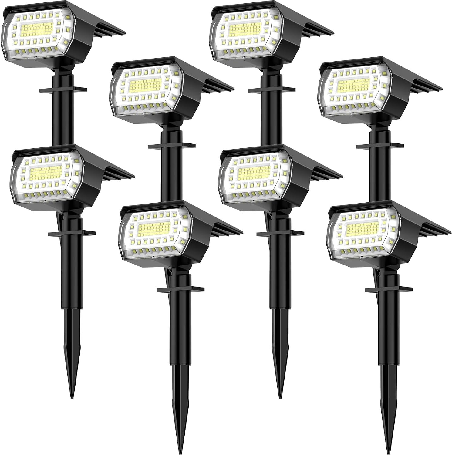 LANSOW Solar Spot Lights Outdoor, [8 Pack/76 LED] 2-in-1 Solar Landscape Spotlights, 3 Modes IP65 Waterproof Dusk to Dawn Solar Powered Flood Wall Lights for Outside Yard Garden Pathway(Cool White)