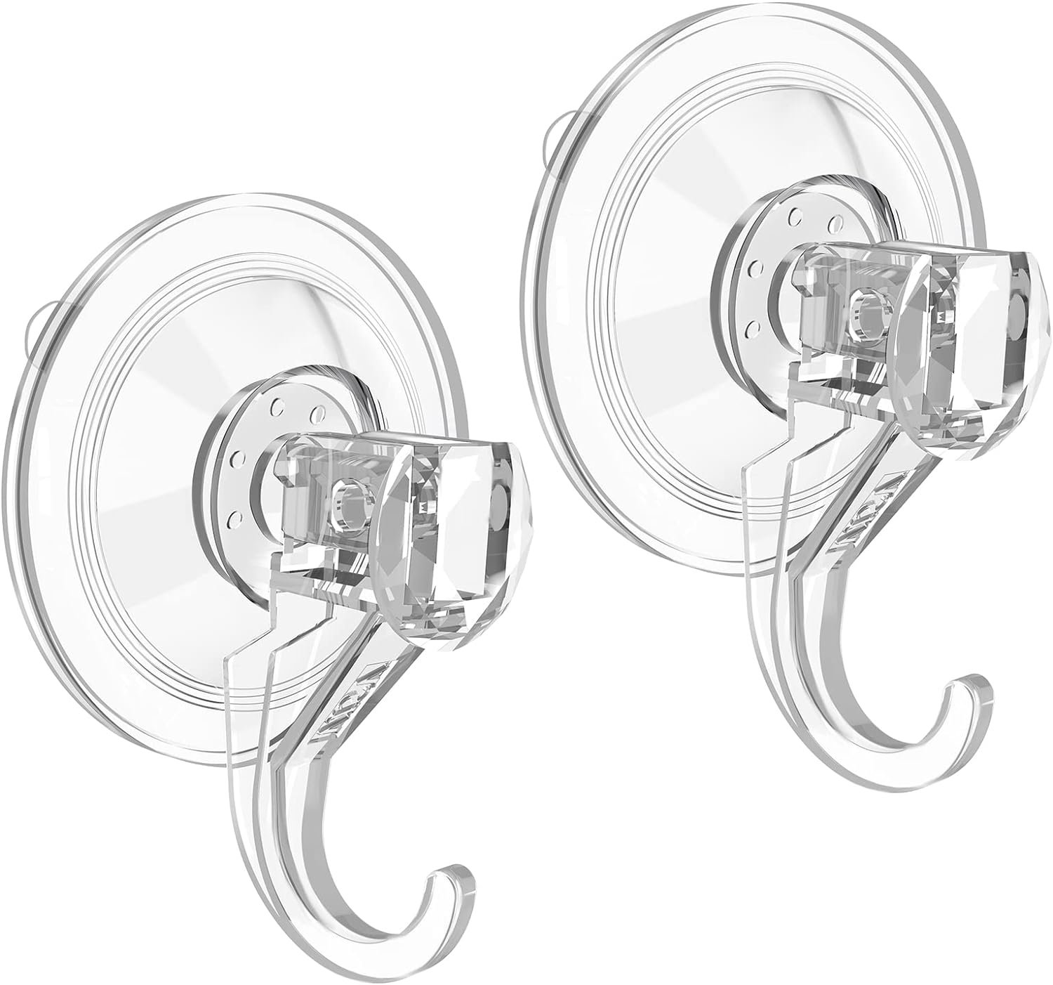 VIS’V Suction Wreath Hanger, Heavy Duty, 22 LB, Large, Clear, 2 Pcs | Removable and Reusable, Clear Invisible Design, Locking Suction Technology, Dual Vacuum Suction, Fit for Smooth Flat Surfaces