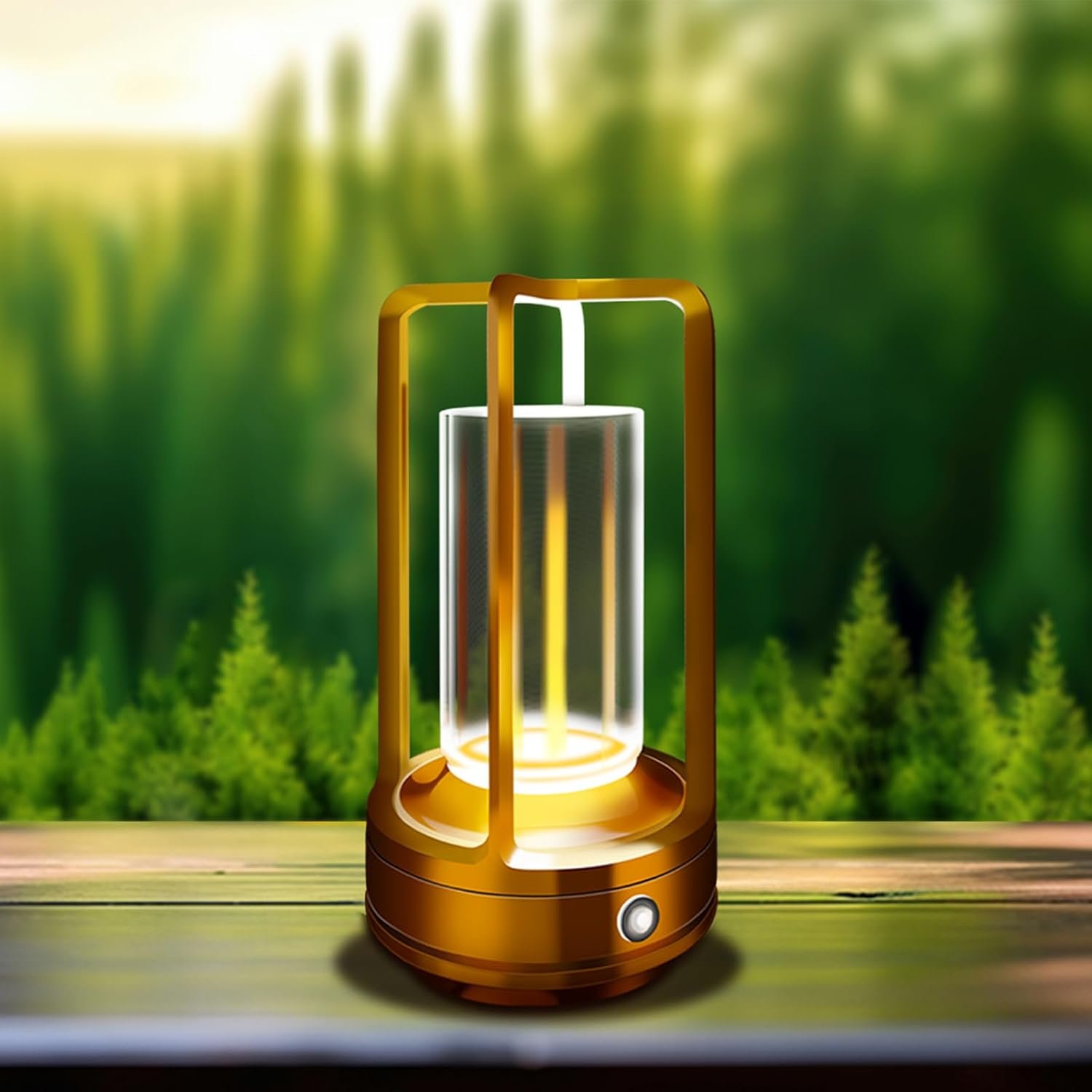Rechargeable Table Lamp, Cordless Outdoor Lamp for Camping(Gold) | 4000mAh battery-operated, 3 color temperatures stepless dimming, metal touch lamp, suitable for indoor& outdoor, cafe, patio