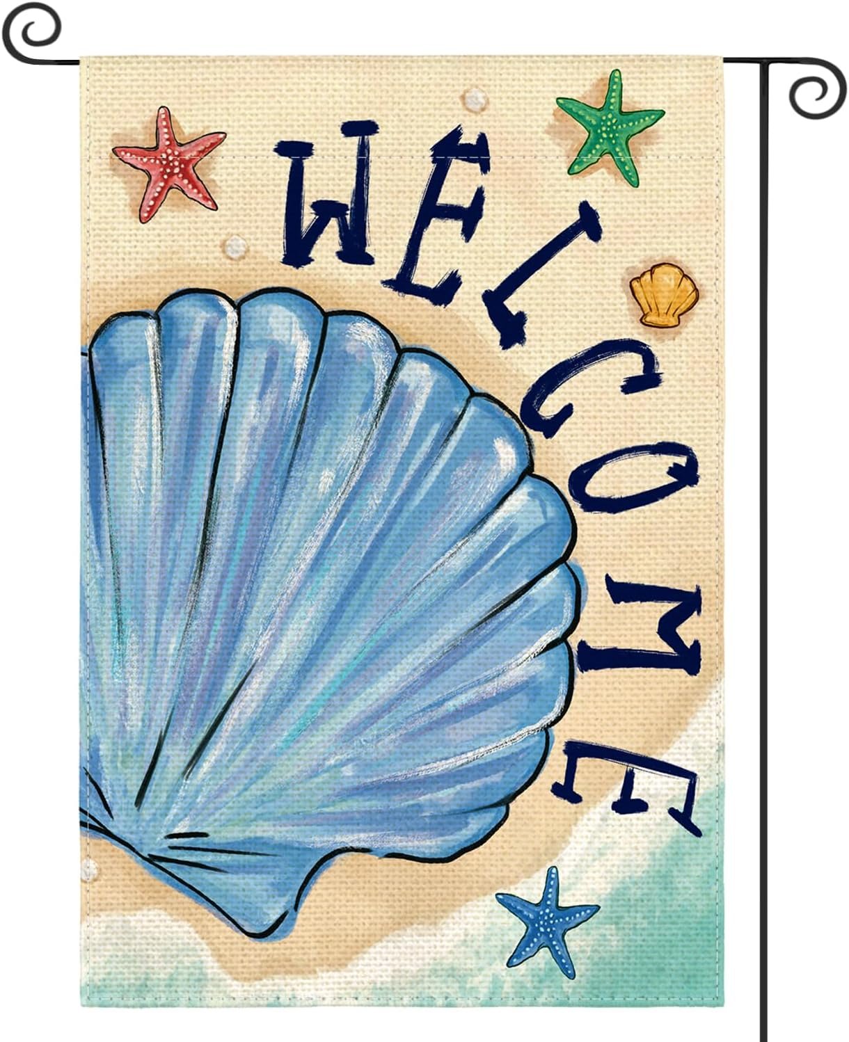 AVOIN colorlife Welcome Beach Seashell Summer Garden Flag 12×18 Inch | Double Sided, Weather & Fade Resistant, Yard Outdoor Decoration, for Outside