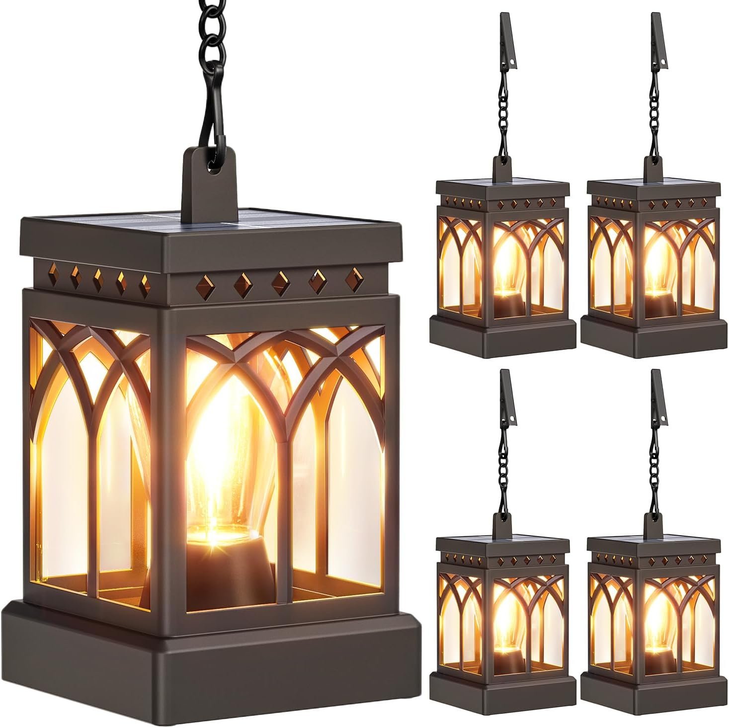 KOOPER 4 Pack Solar Lanterns Outdoor Waterproof, Brighter Hanging Solar Lantern Lights for Outside, Auto ON/Off Lanterns Decorative Outdoor for Garden Table Yard Path Tree Patio Lawn Decor, Gifts