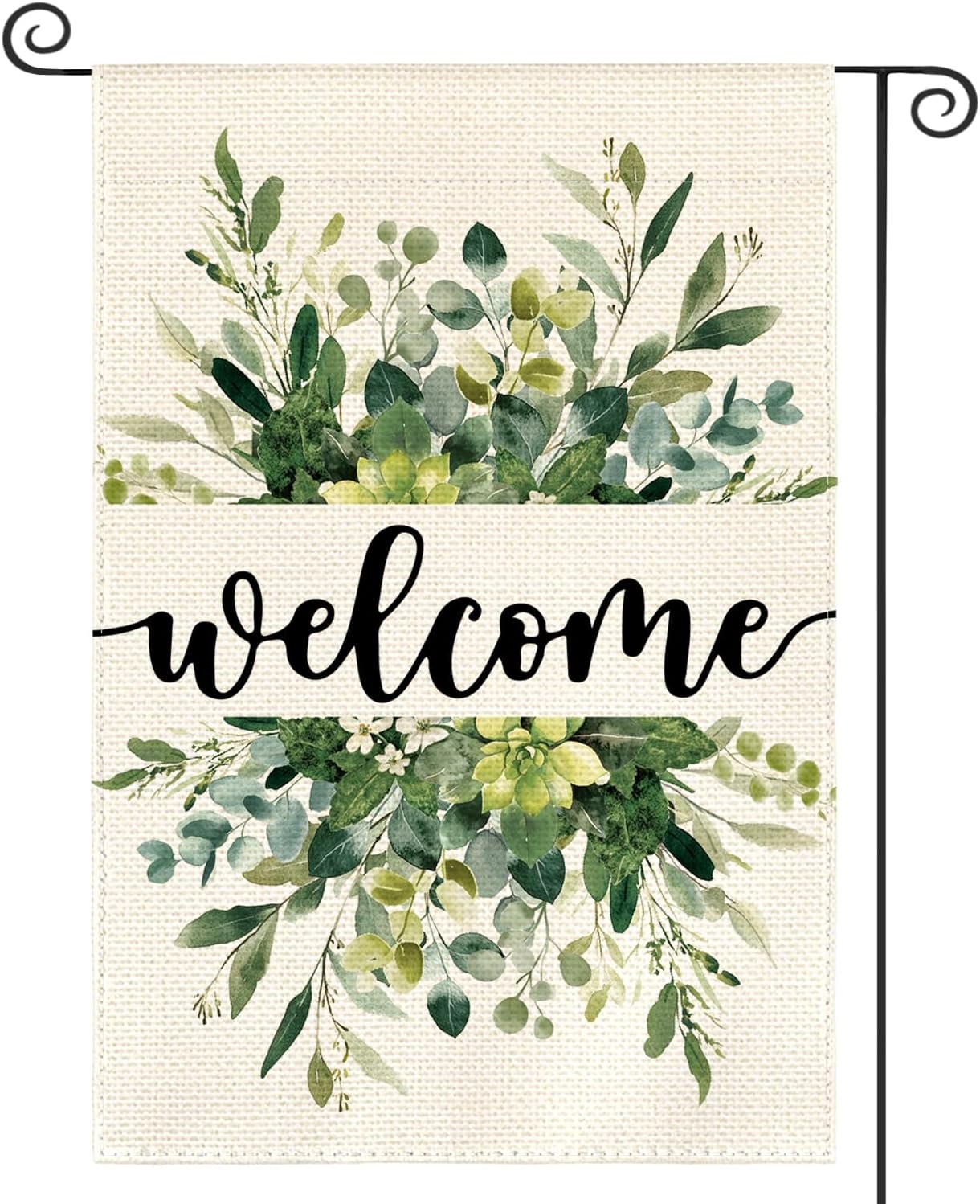 AVOIN colorlife Spring Summer Floral Welcome Garden Flag Outside 12×18 Inch | Double Sided, Weather & Fade Resistant, Yard Outdoor Decoration, All Season, Eucalyptus Greenery
