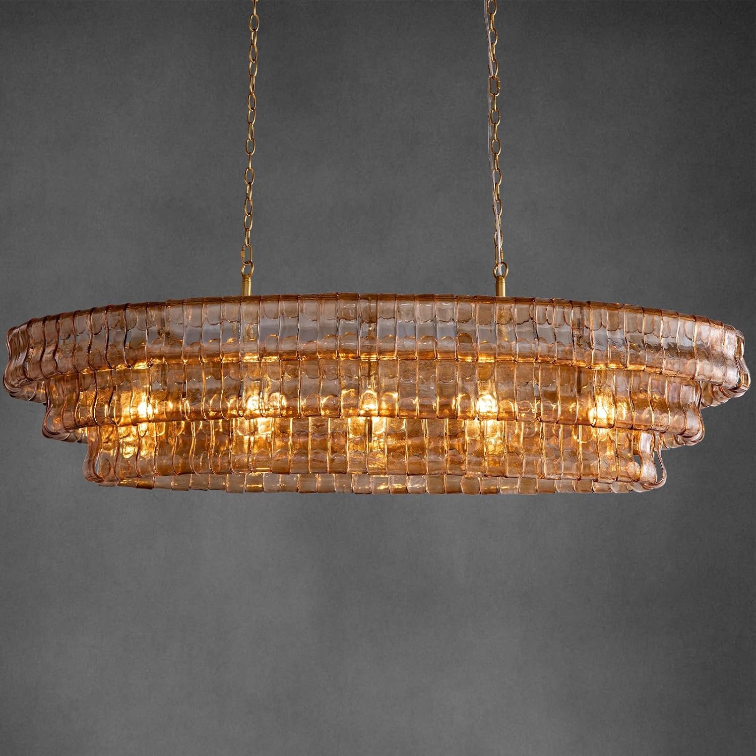 Large Chandelier, 54″ Gold Rectangular Drum Chandeliers for Dining Room, 5-Light Modern Round Kitchen Island Hanging Light Fixture for Living Room, Kitchen Island, Foyer