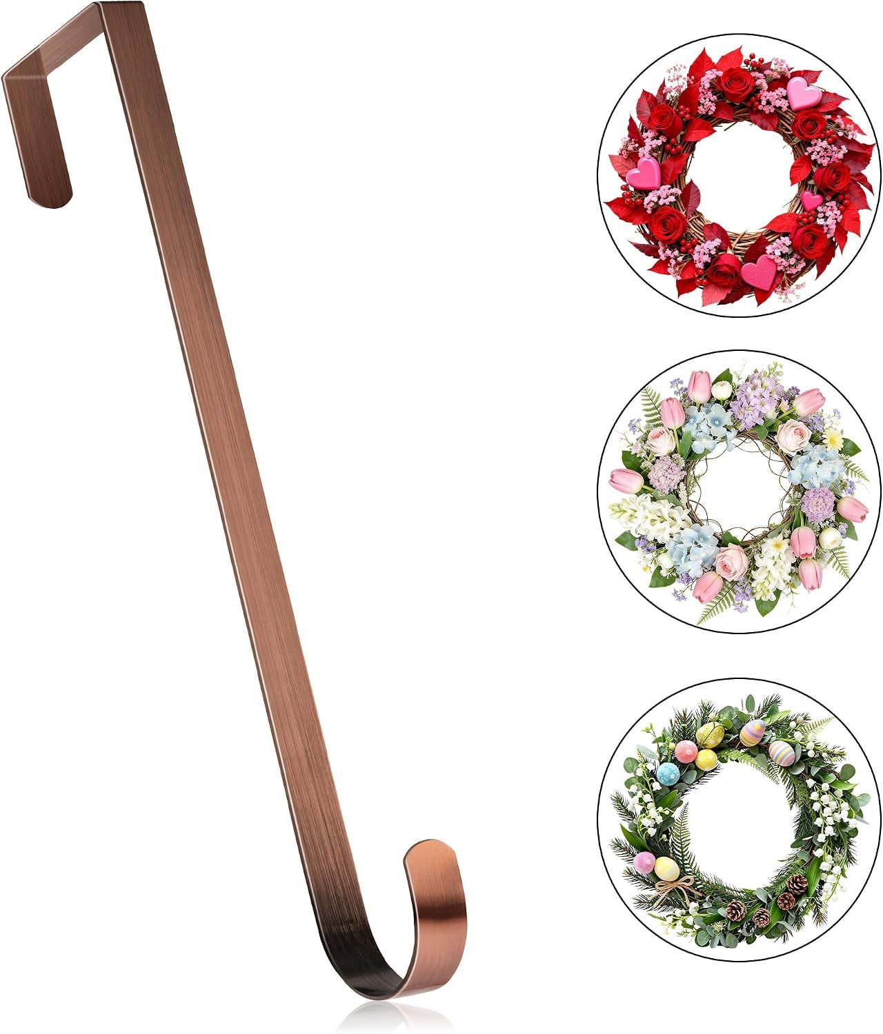 MCFULL 12 in Wreath Hangers for Front Door St Patricks Day Decorations,Bronze Wreath Door Hanger Hook,Over The Door Hooks for Front Porch Decor,Metal Garland Holder for Easter Spring Wreath Decor